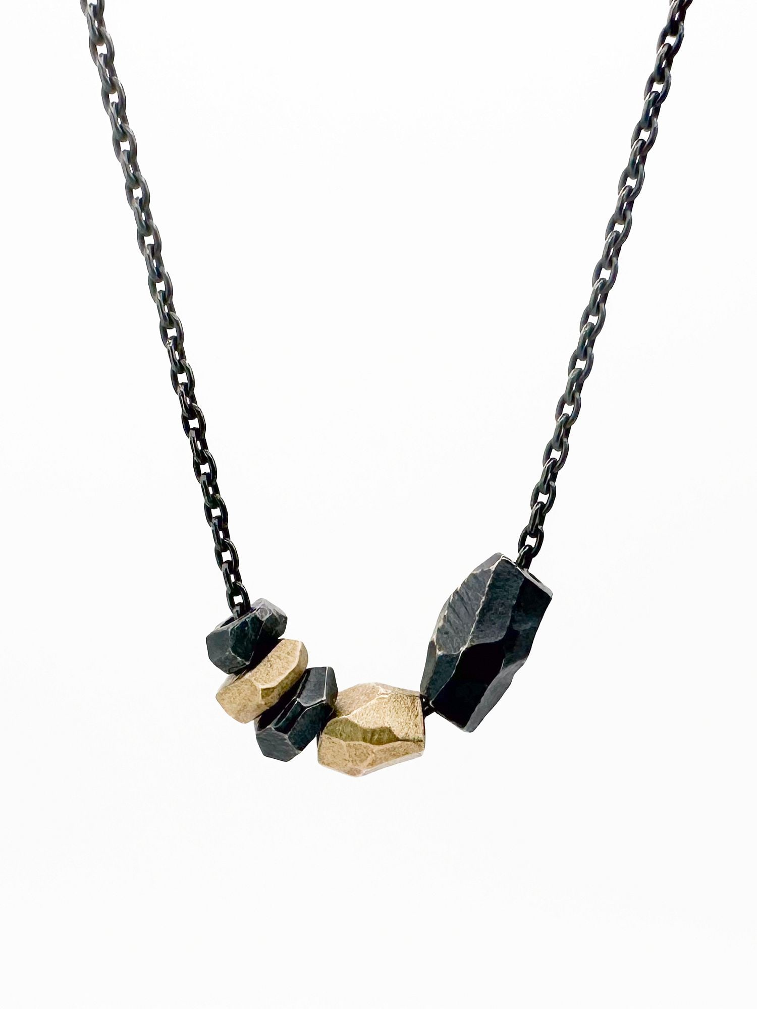 Sarah McGuire 14K Gold and Silver Glacier Necklace: Sarah McGuire 'Glacier' necklace featuring 14K gold and sterling silver beads on an 18-inch chain. Weighs 6 grams.