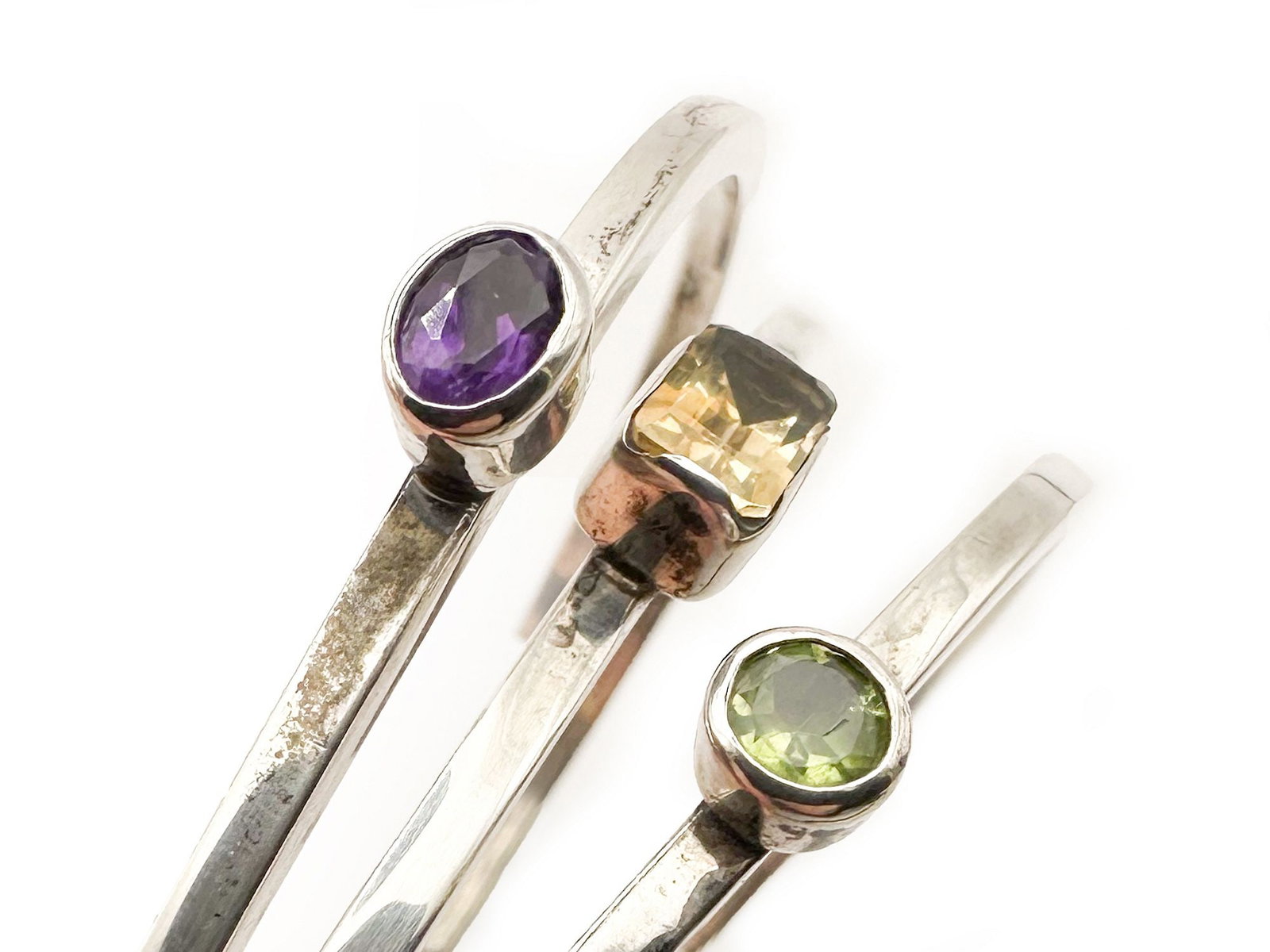 Lot of 3 Desert Rose Sterling Cuffs: Amethyst, Citrine, Peridot (1 of 5)