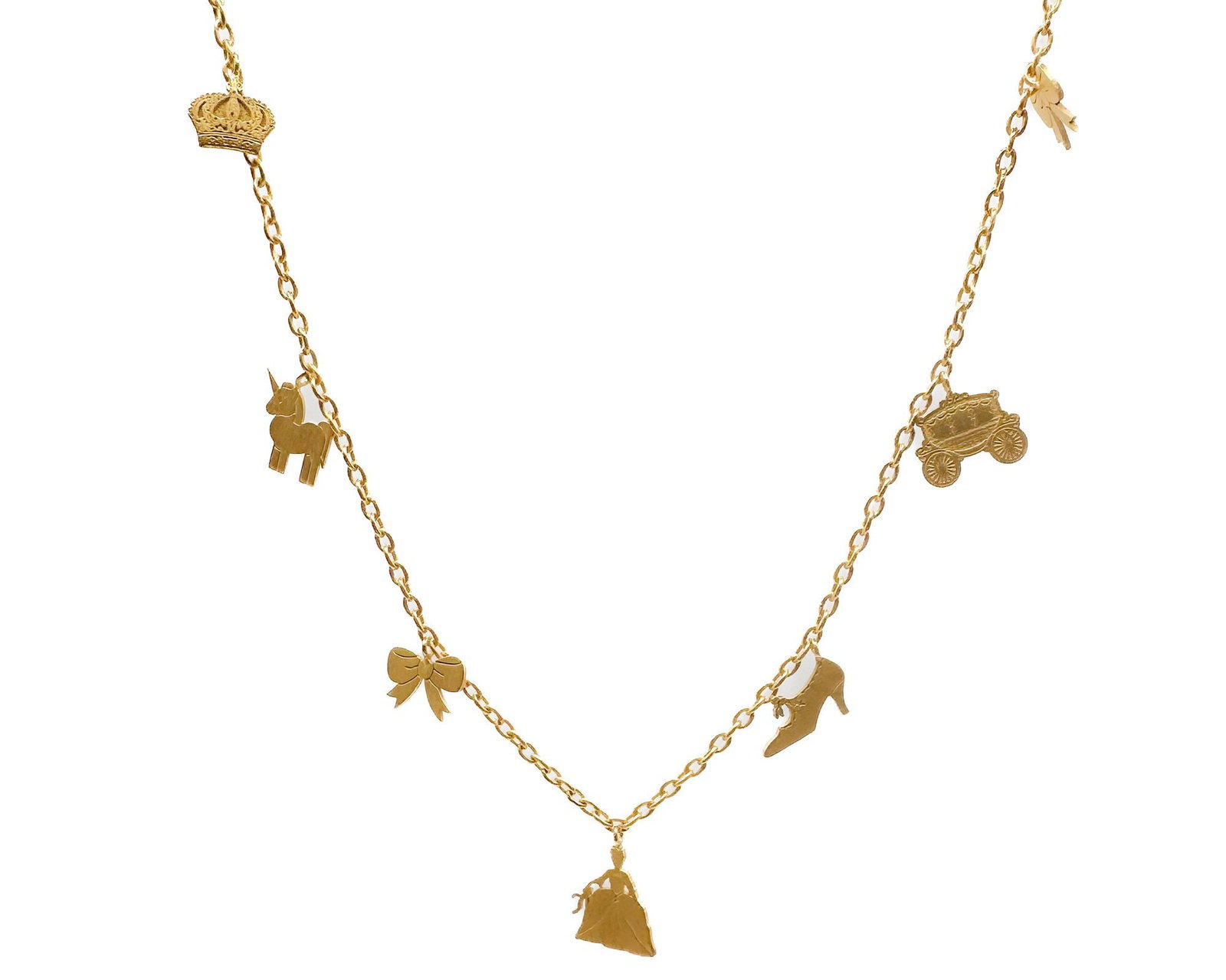 Marie-Hélène de Taillac 22K Gold Versailles Charm Necklace: Marie-Hélène de Taillac 22K yellow gold "Versailles" charm necklace featuring a variety of whimsical charms. Measures 16 inches in length. Total weight: 8.5 grams.