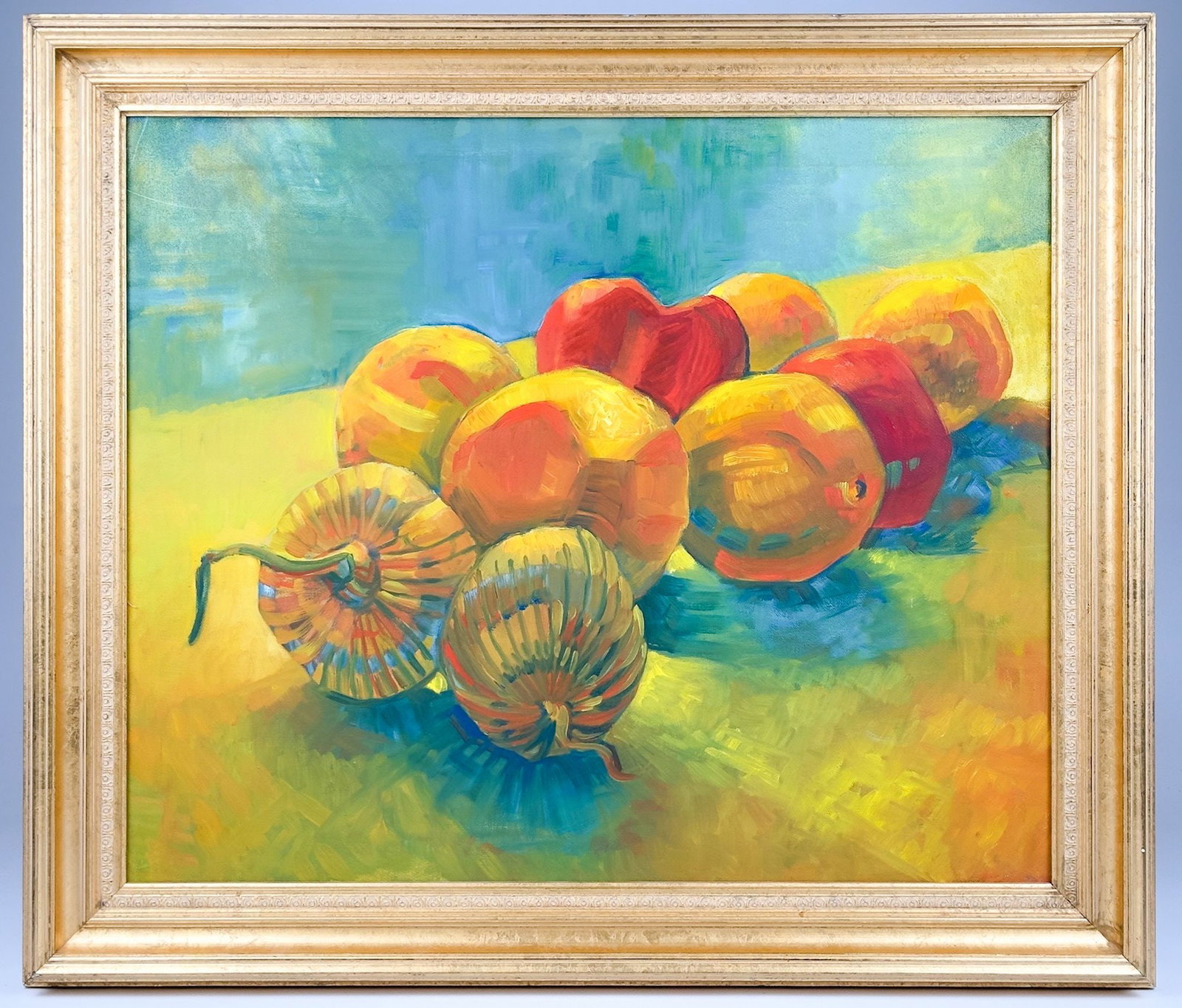 Kathleen Raymond (20th Century) Oil on Canvas, Pumpkin Still Life, 1975 (1 of 3)