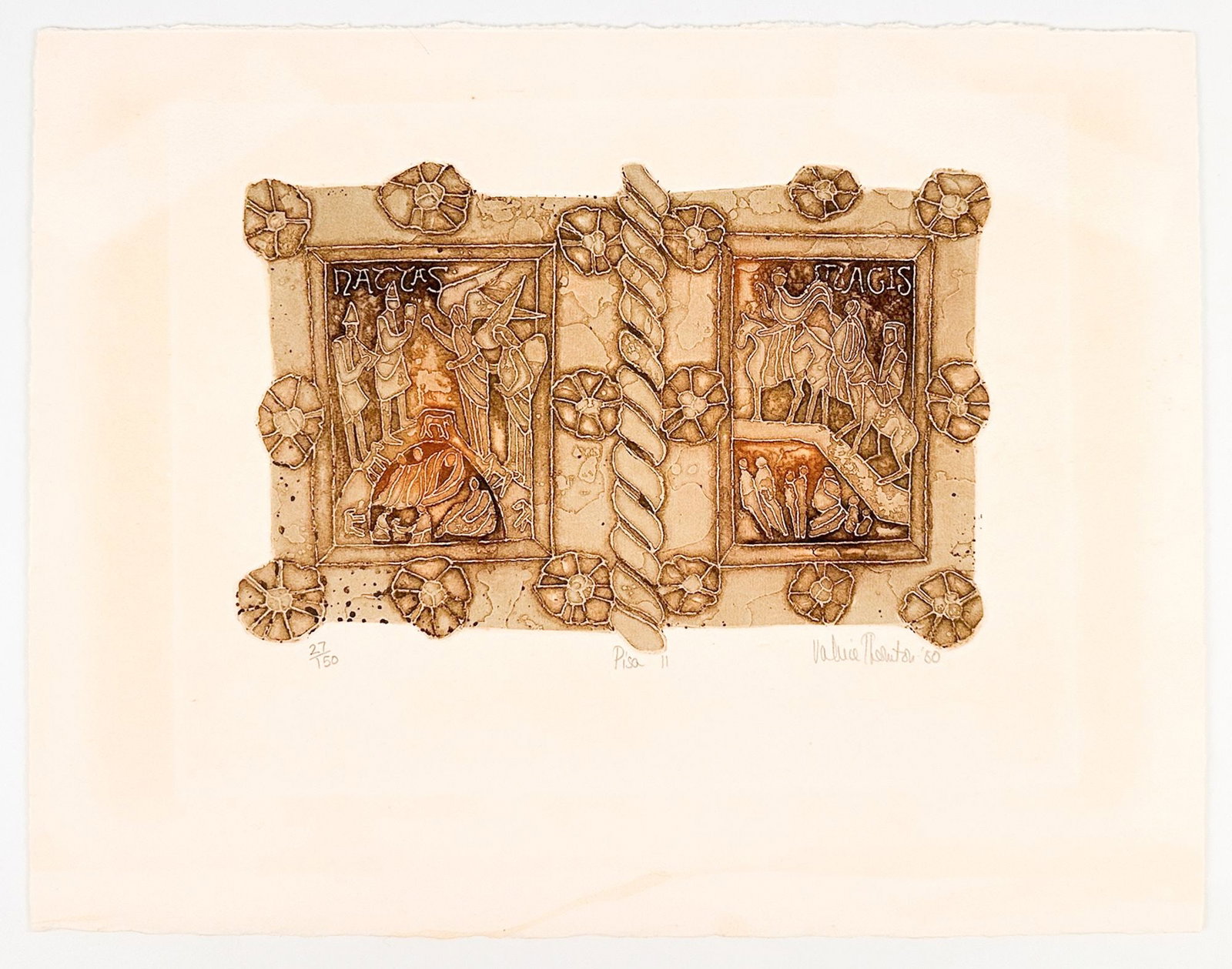 Valerie Thornton (1931-1991) Aquatint Etching on Paper, Pisa II, 1980 (1 of 3)