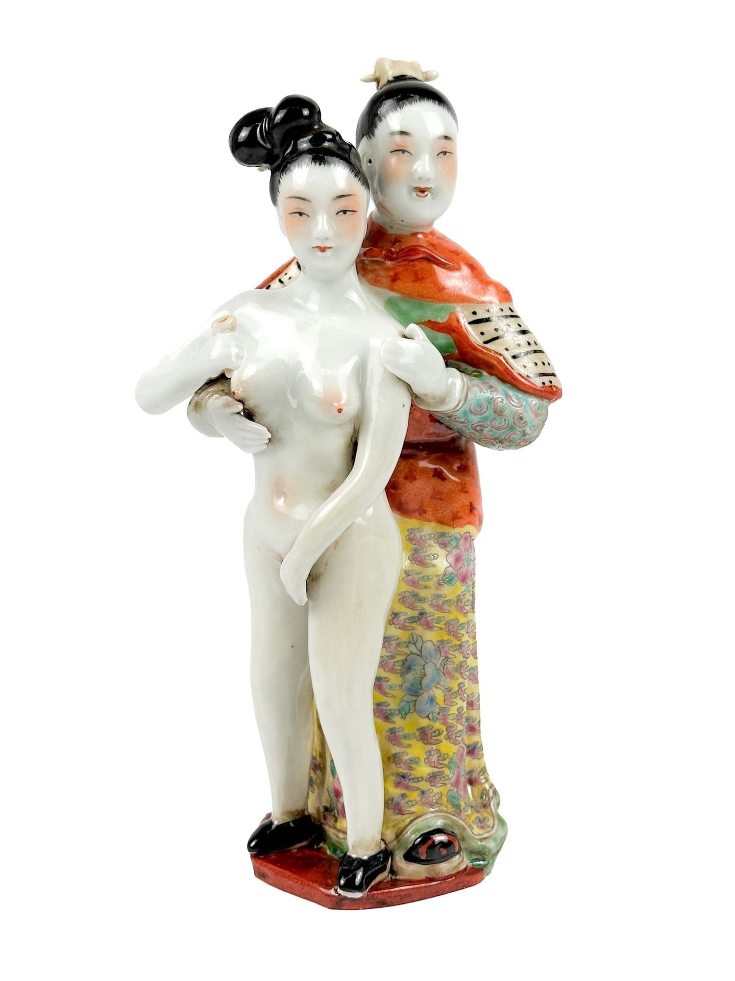 Chinese Qing Style Porcelain Erotic Sculpture, Standing Figures (1 of 5)