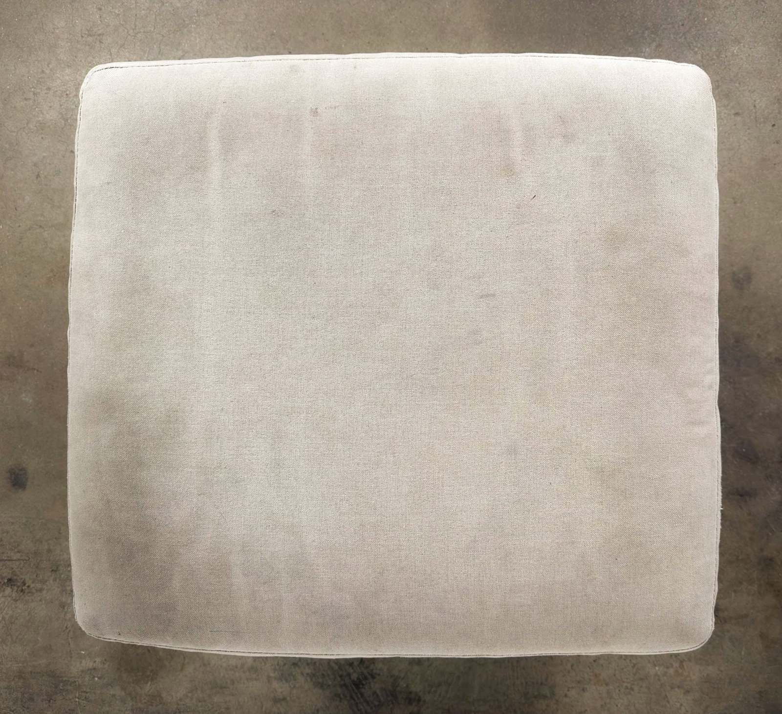 Pottery Barn Upholstered Linen Ottoman w/ Brass Rivets - 6