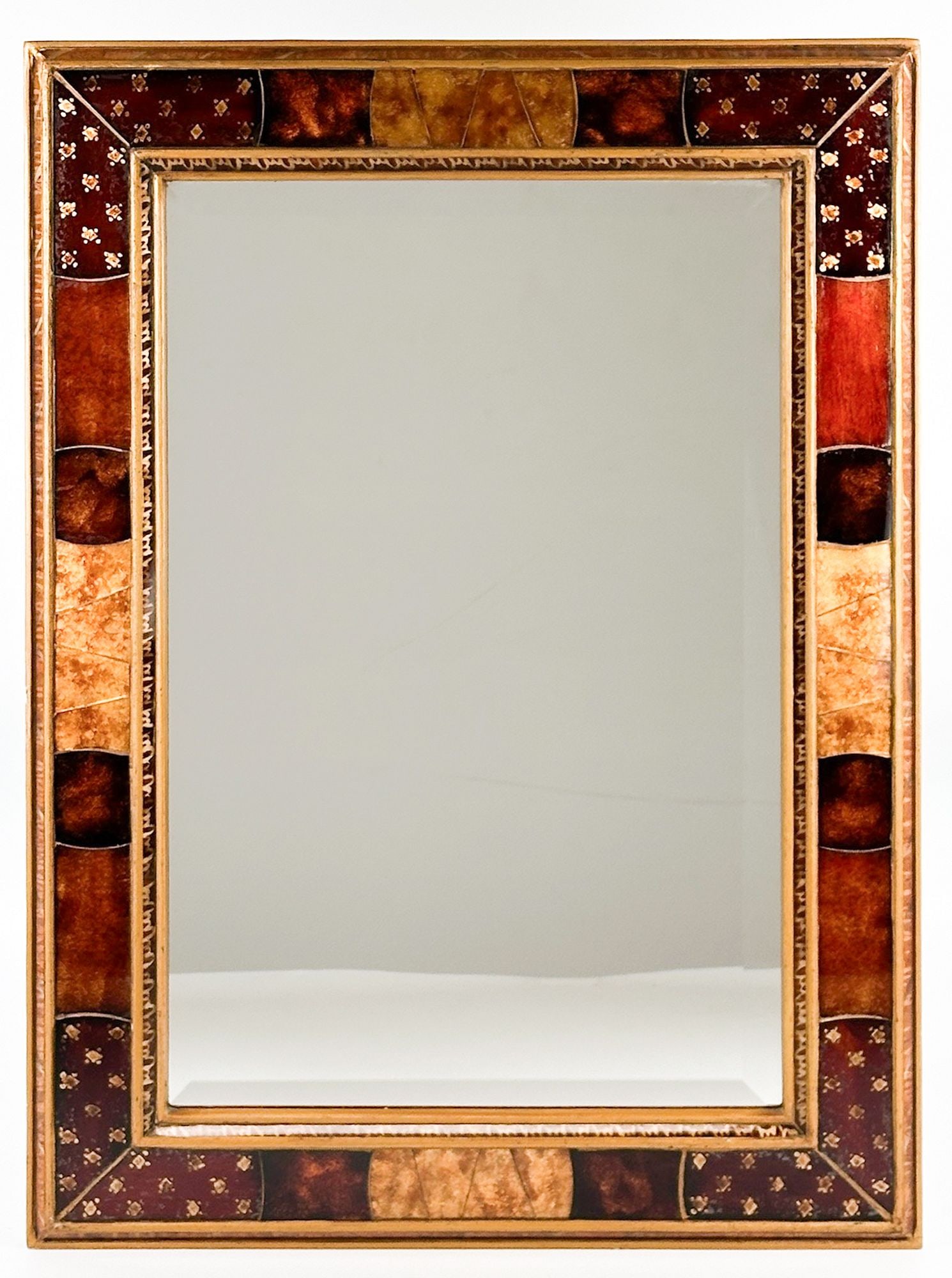 Eglomise Glass Frame Hanging Wall Mirror with Beveled Edge (1 of 5)