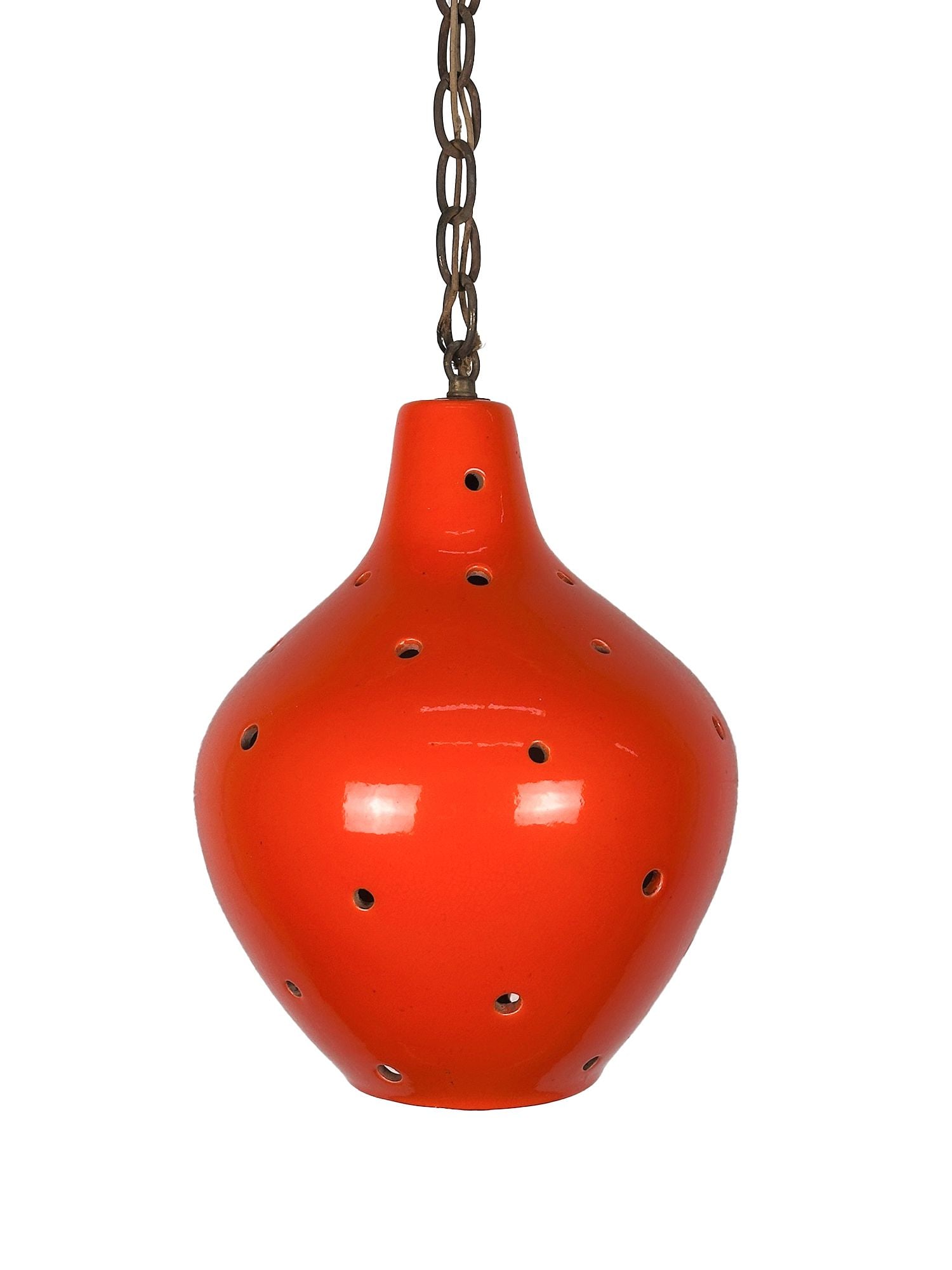 Modernera Porta-Lite Midcentury Orange Hanging Pending Lamp Light Fixture (1 of 5)