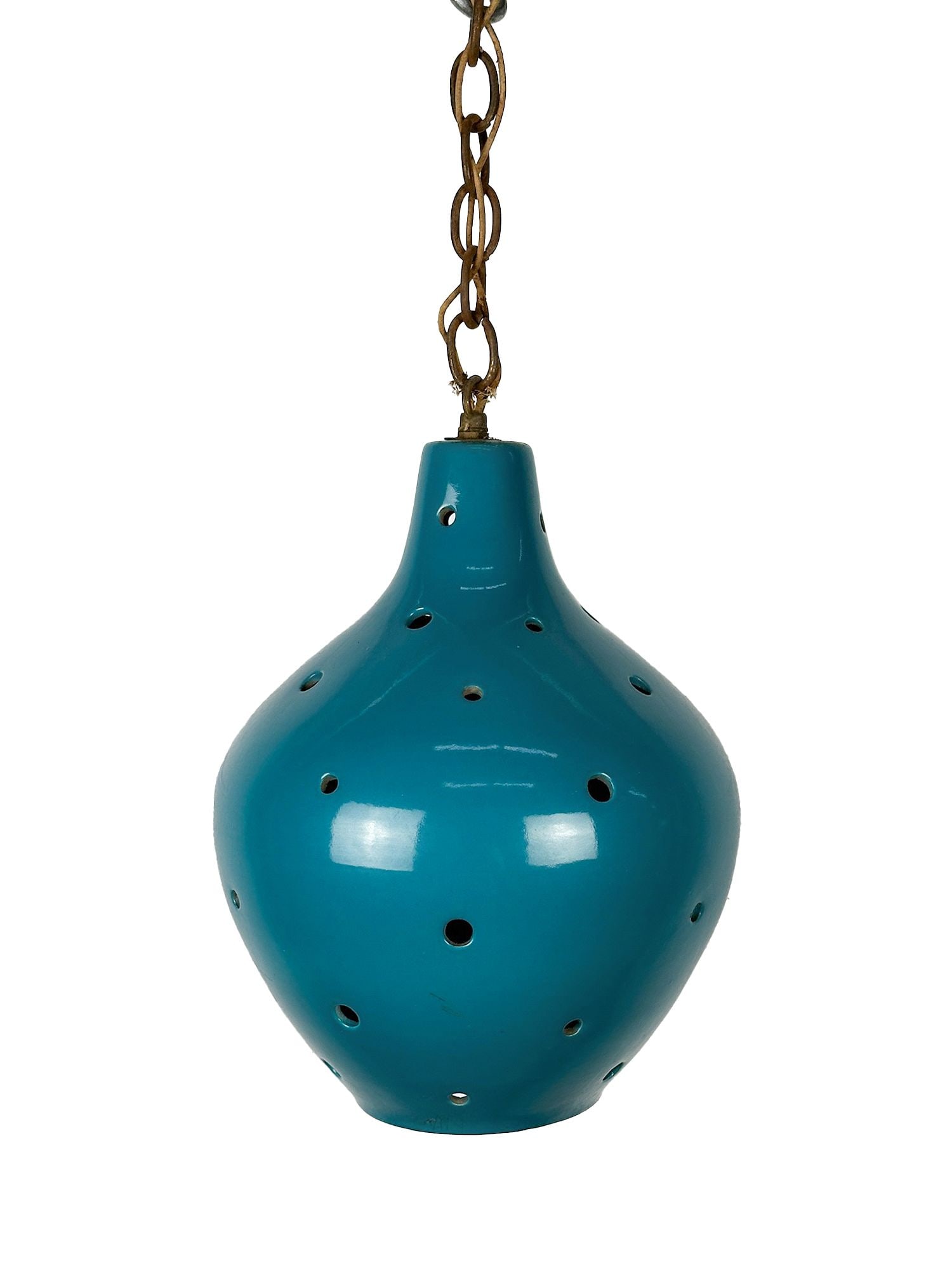 Modernera Porta-Lite Midcentury Turquoise Hanging Pending Lamp Light Fixture (1 of 4)