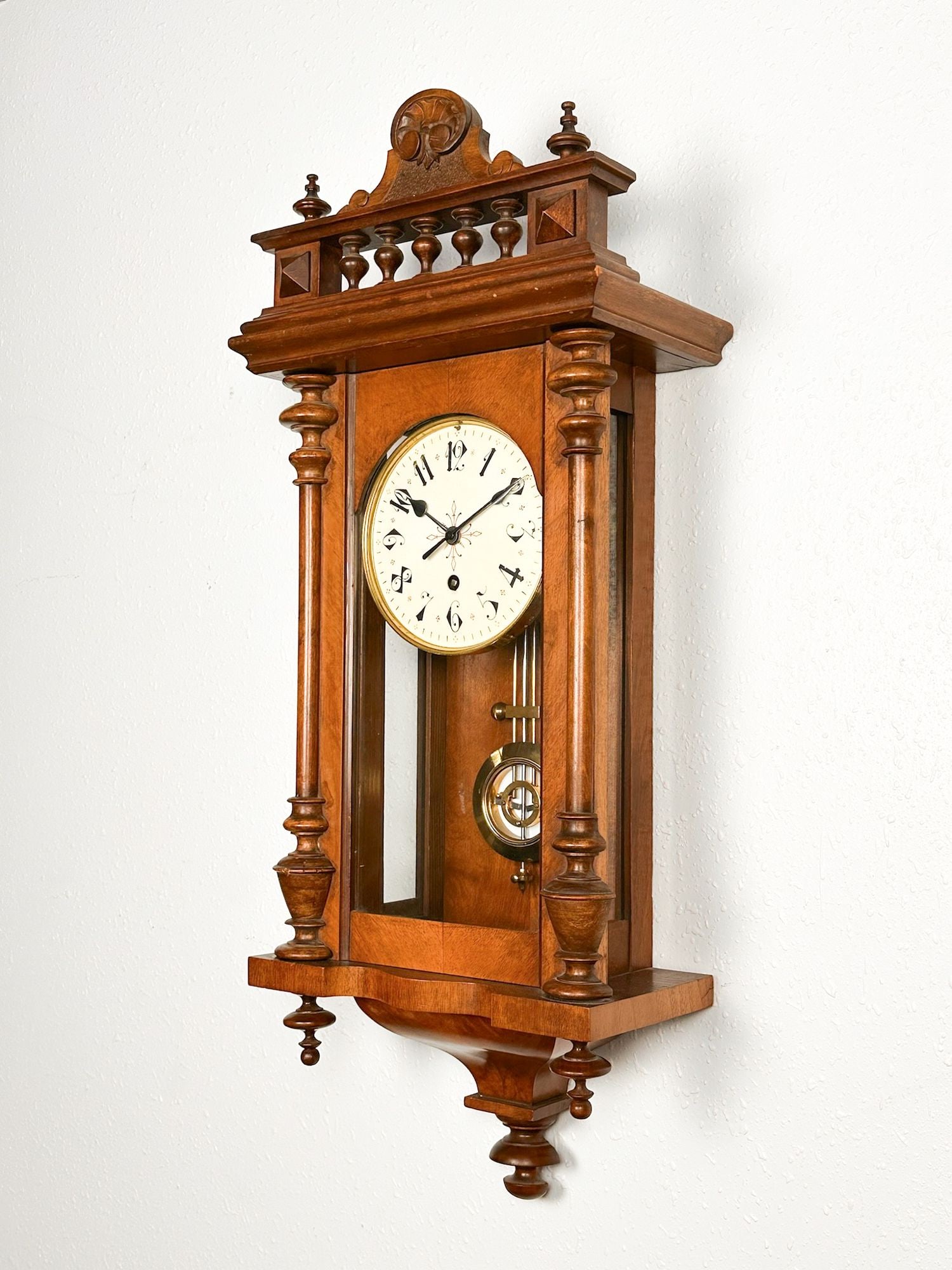 Antique Vienna Regulator Wall Clock with French Burlwood Case (1 of 4)