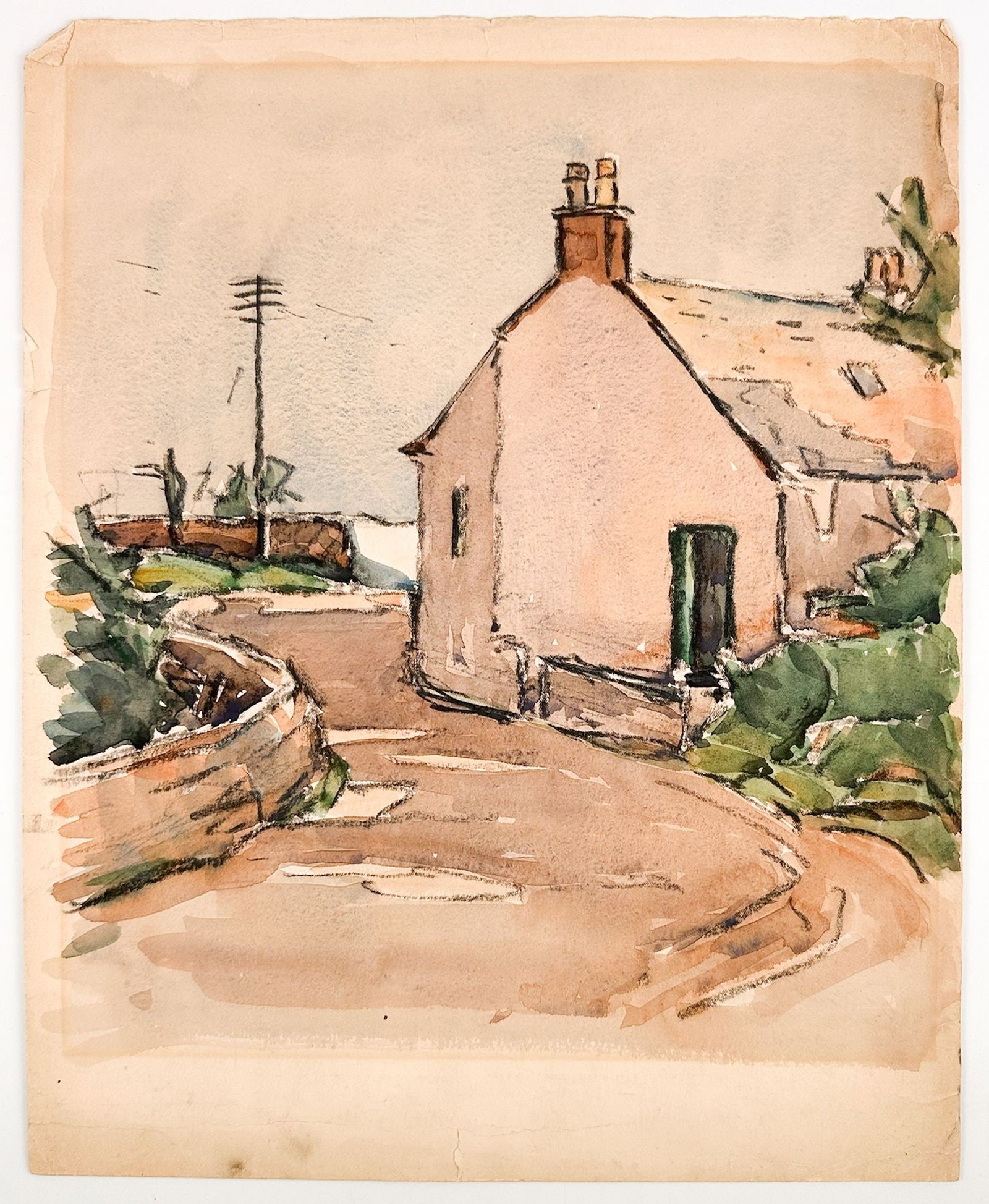 Ernest Archibald Taylor (1874-1952) Gouache and Ink on Paper, Country House (1 of 4)