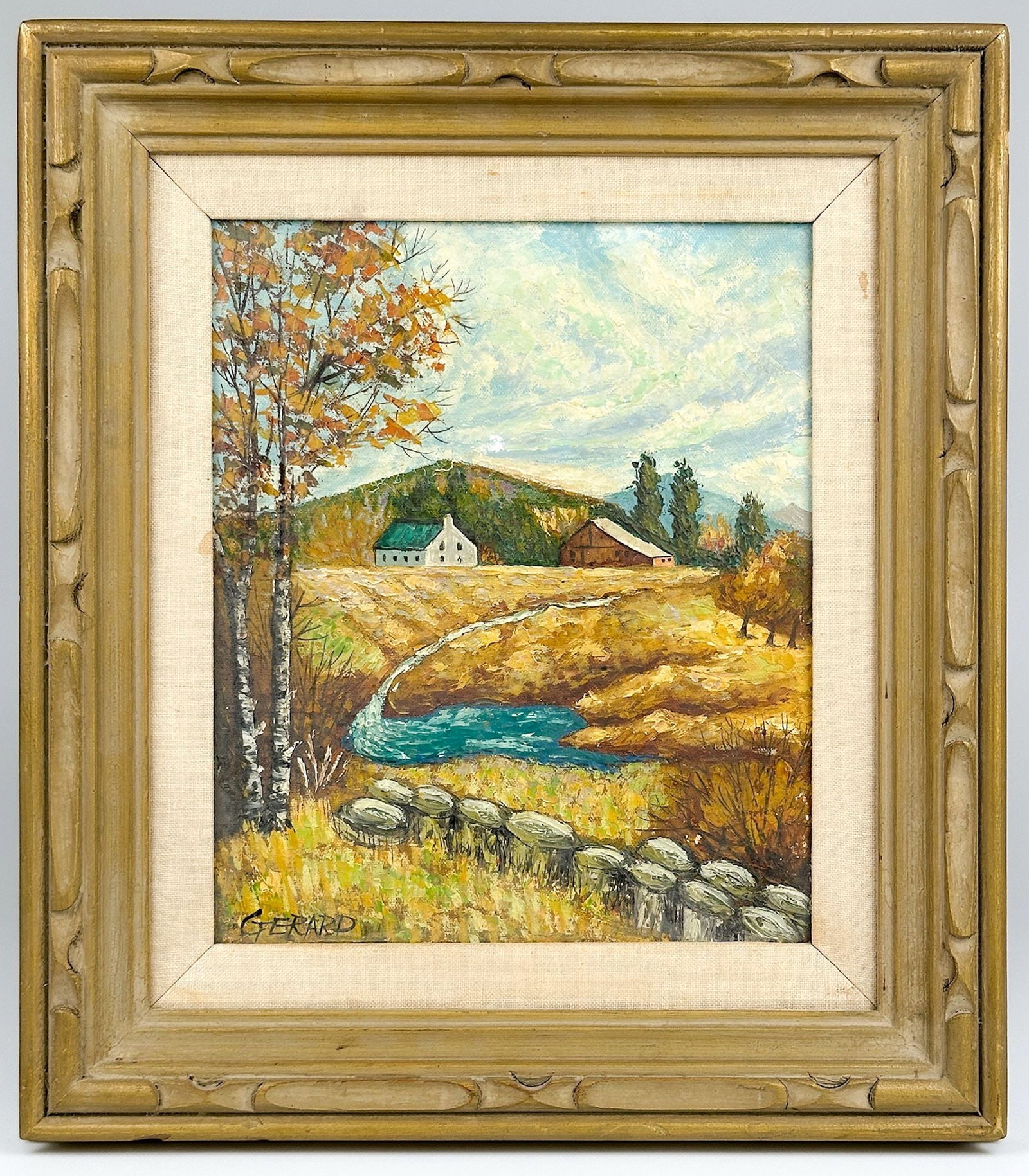 Signed Gerard, Oil on Canvas, Landscape with Farmstead (1 of 5)
