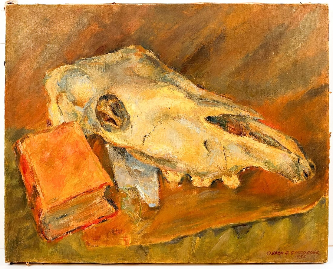 Sara A. Schroeder (20th Century) Oil on Canvas Panel, Still Life, 1954 (1 of 4)