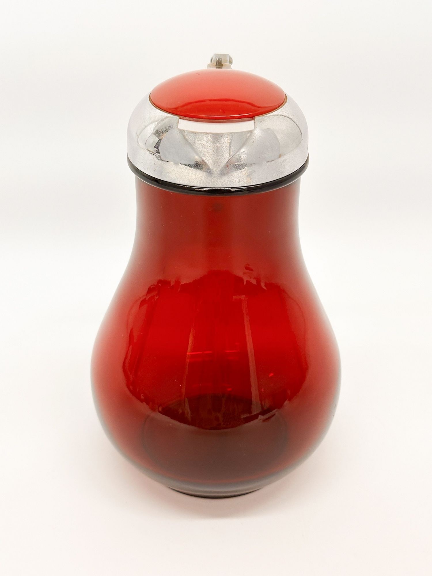 Antique Ruby Red Glass Syrup/Batter Pitcher - 4