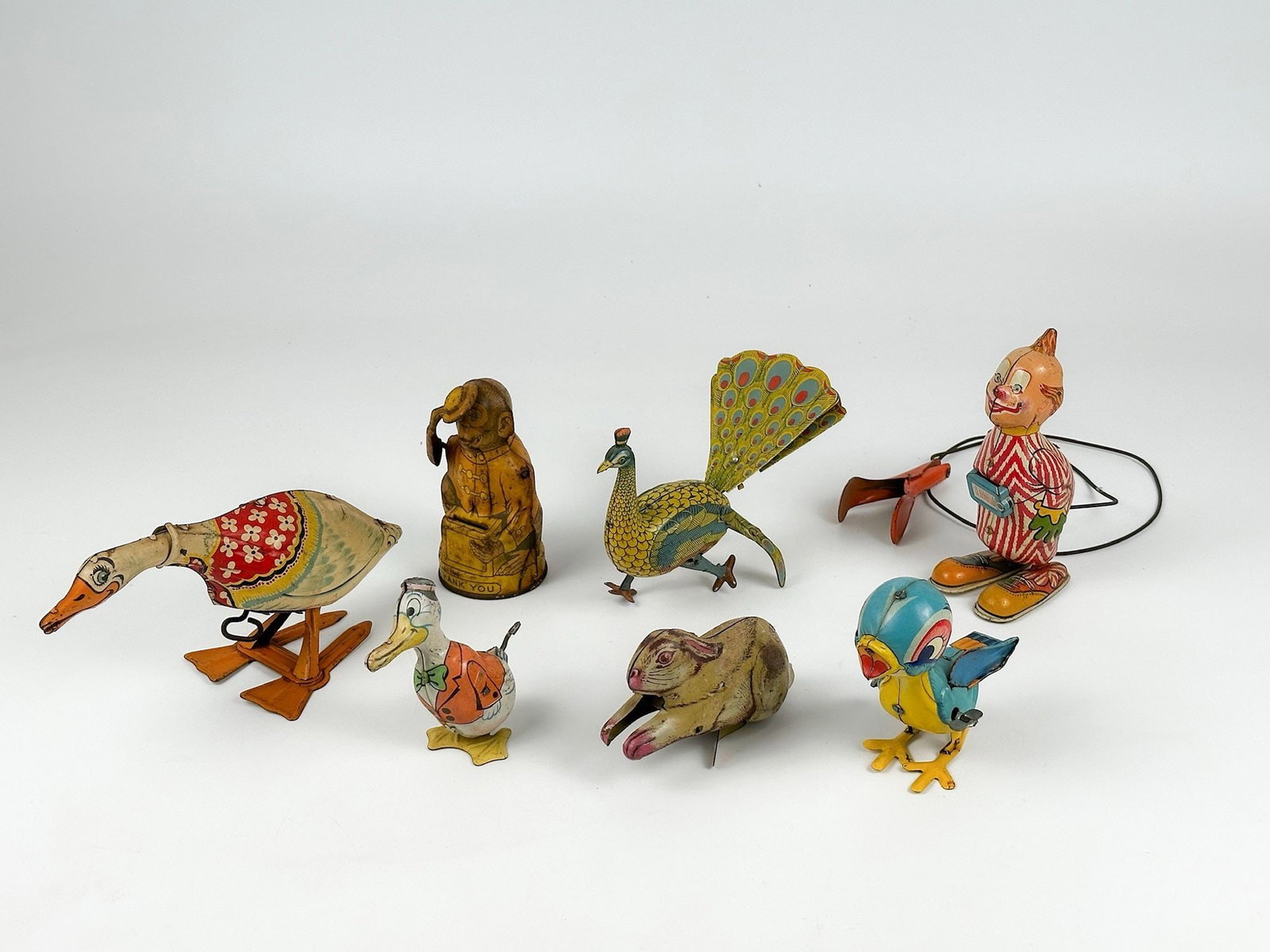 Lot of Seven Vintage Tin Wind-Up Toys (1 of 2)