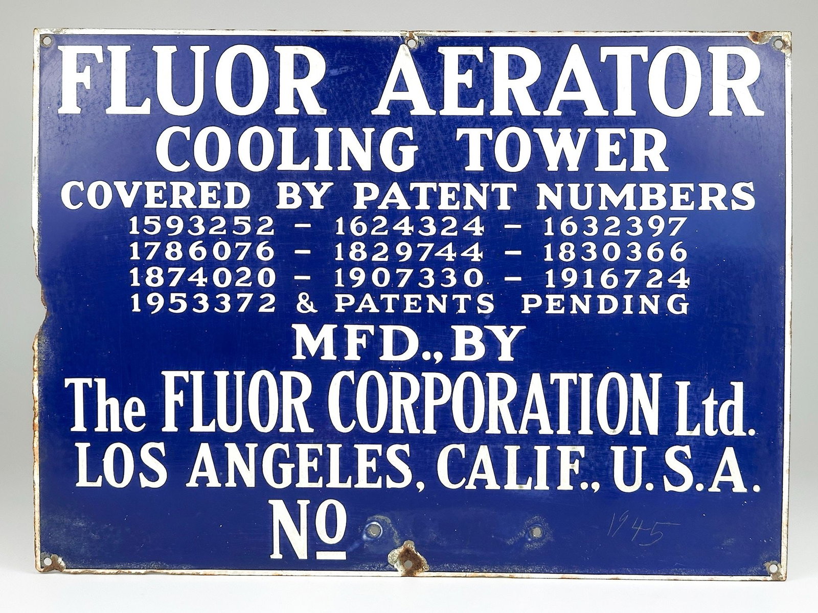 Fluor Corporation Ltd. Cooling Tower Patent Sign (1 of 2)