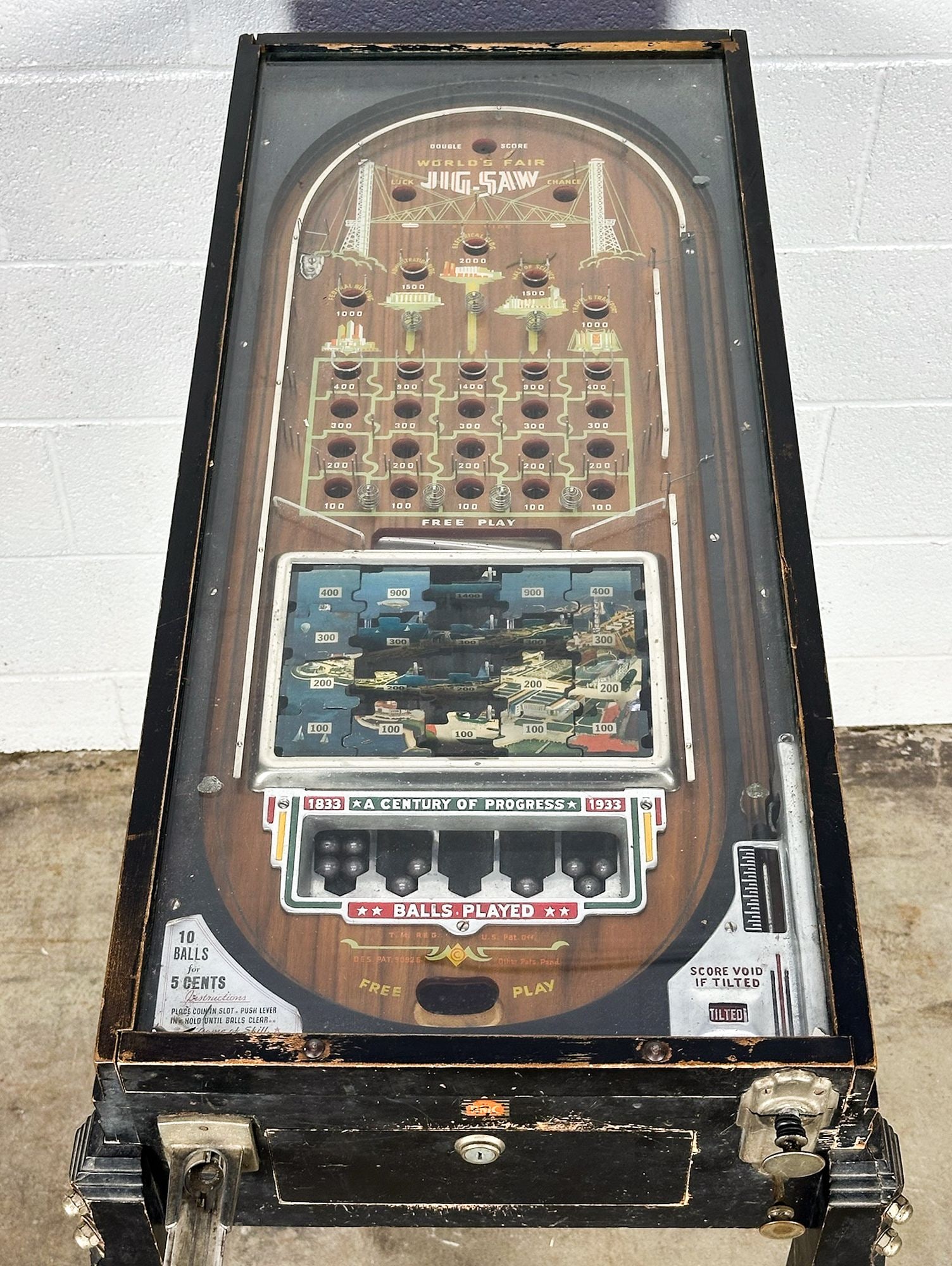 Rockola 1933 World's Fair Jig-saw Vintage Pinball Machine (1 of 12)