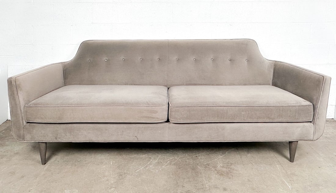 Contemporary Crate & Barrel Gia Button-Tufted Sofa in Stone Grey (1 of 4)