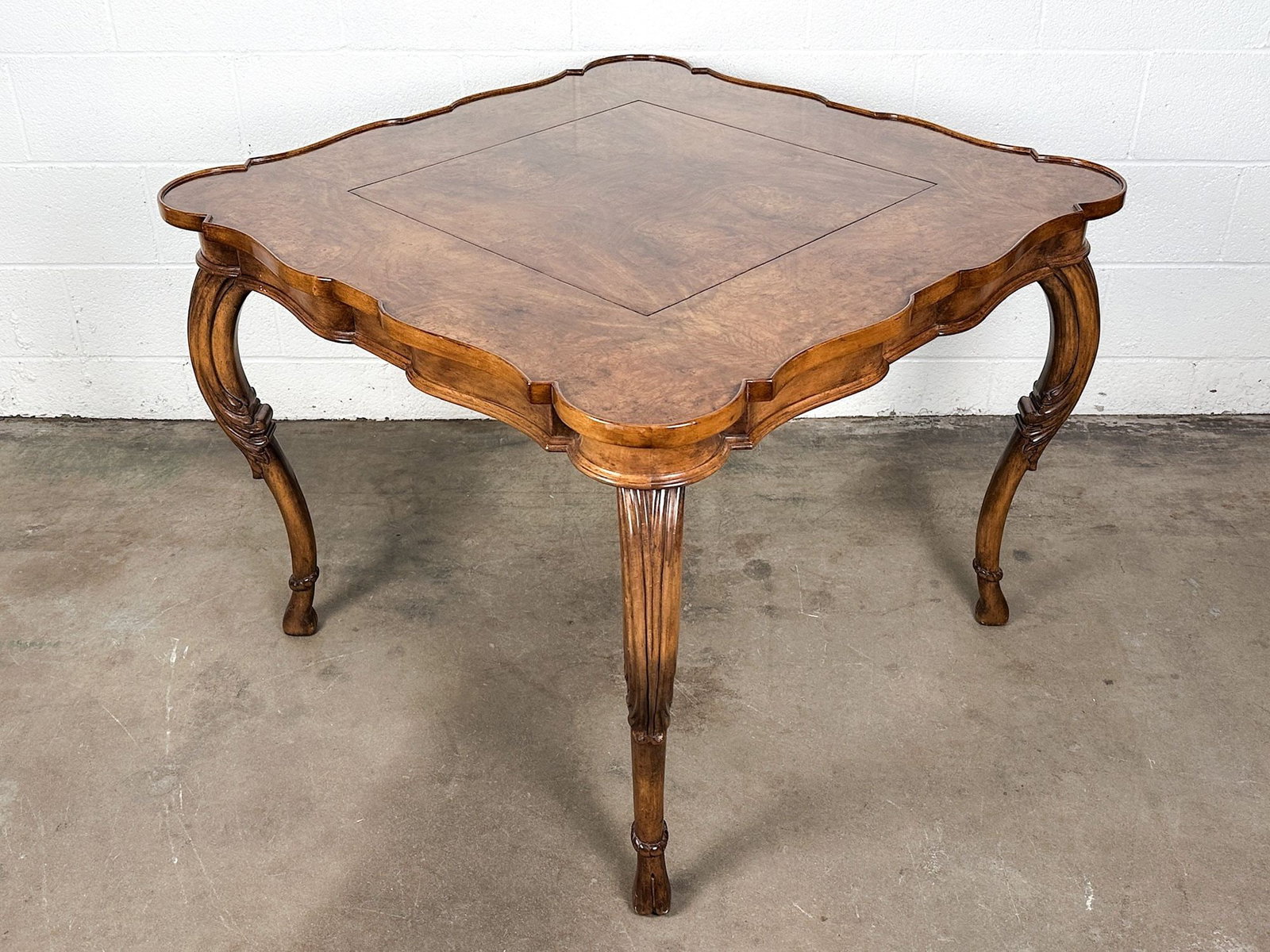 Vintage Burl Wood Top Chess & Backgammon Game Table with Cloven Hoof Feet (1 of 7)