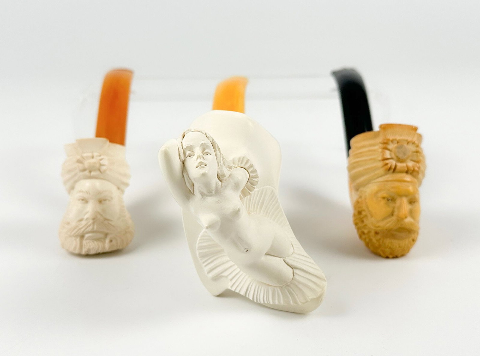 Group of 3 Handcarved Turkish Meerschaum Pipes (1 of 9)