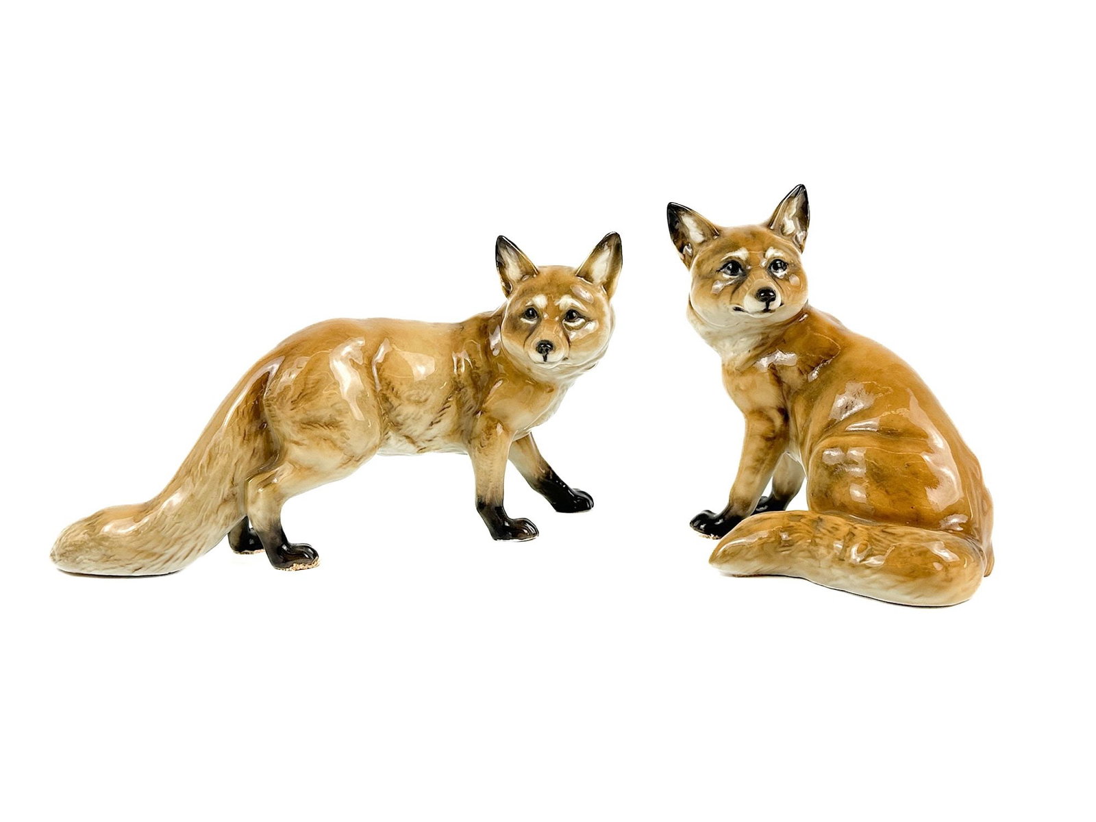 Pair of German Porcelain Hutschenreuther Kunstabteilung Fox Figurines (1 of 7)