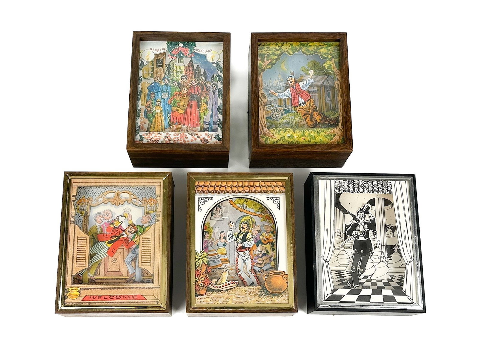 Group of 5 Ingrid Lador Reuge Music Boxes Shadowbox Musical Movement (1 of 7)
