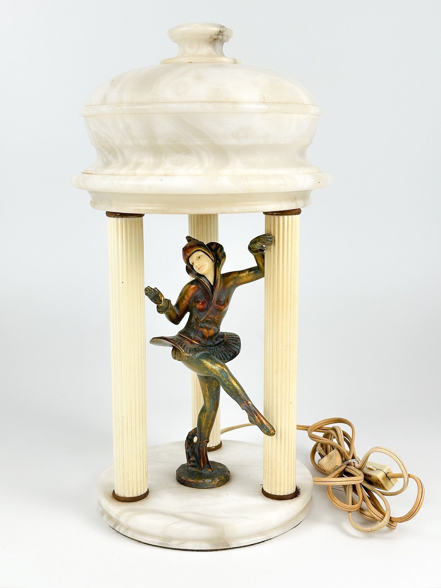 J.B. Hirsh Alabaster and Bronze Art Deco Gerdago Table Lamp (1 of 5)