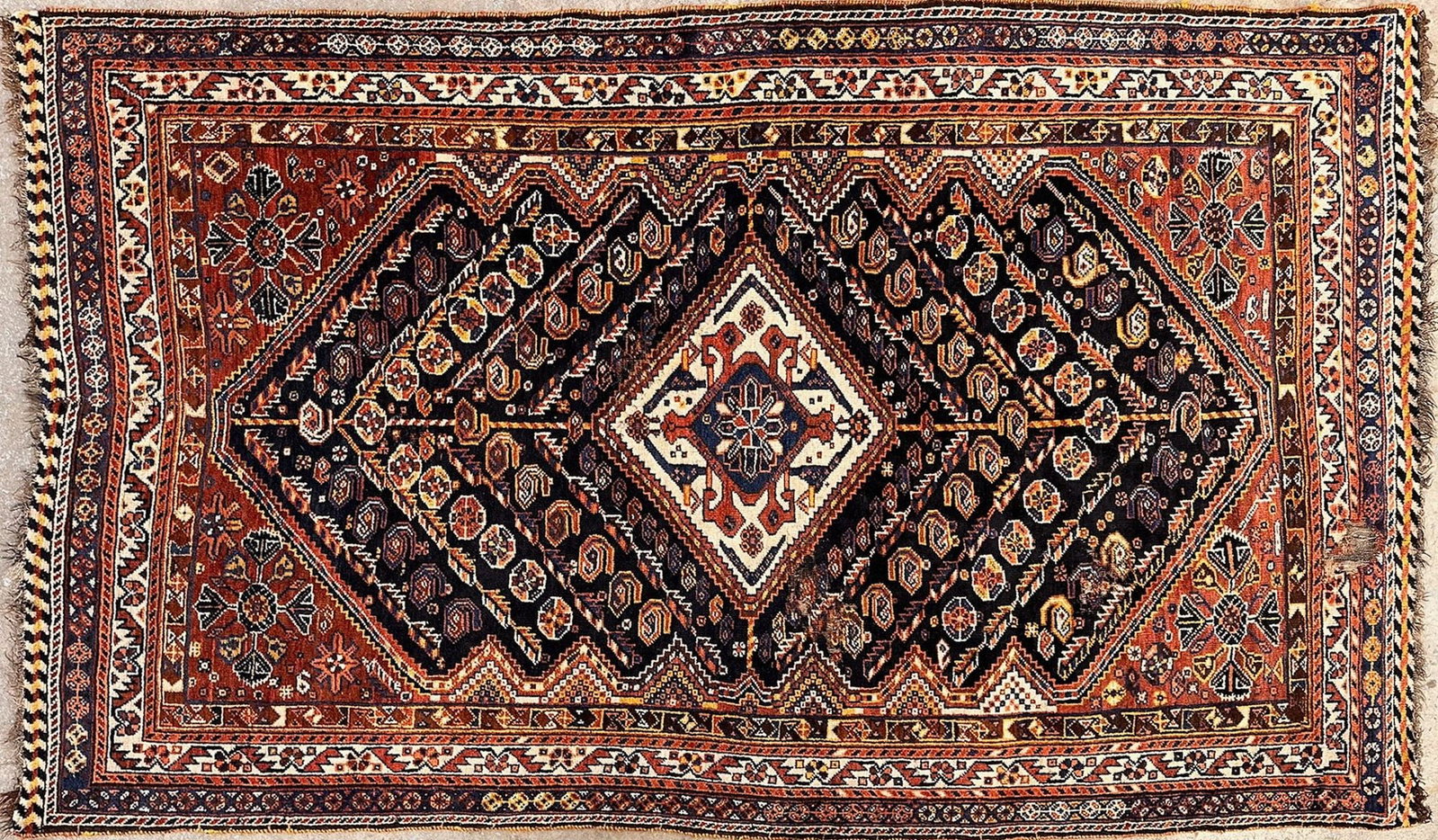 Antique Iran Qashqai Hand-Knotted Wool Rug, Circa 1920, 6'4" x 3'9" (1 of 5)