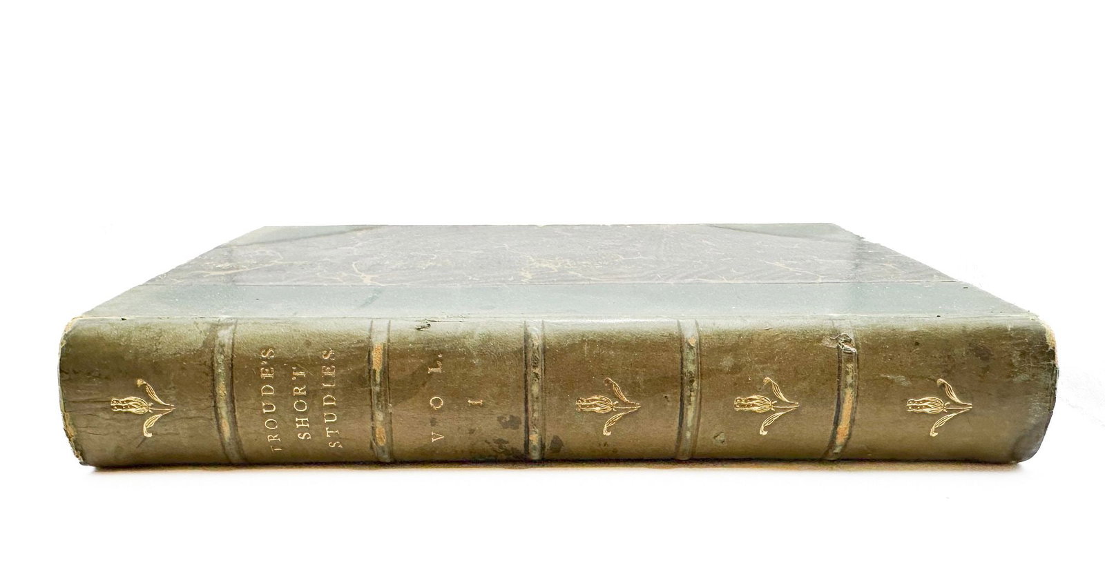 James Anthony Froude, M.A. Short Studies on Great Subjects. Vol. I. London: Longmans, Green, and: A late Victorian Silver Library impression of Froude's celebrated historical and philosophical essays, first issued in 1890, by Oxford's Regius Professor of Modern History. Bound in half-leather with 