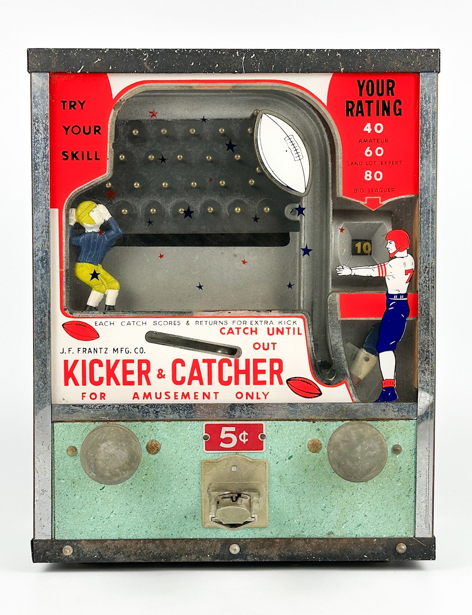 Vintage 1950s J.F. Frantz Mfg. Co. Kicker & Catcher Football Coinop Arcade Game (1 of 6)