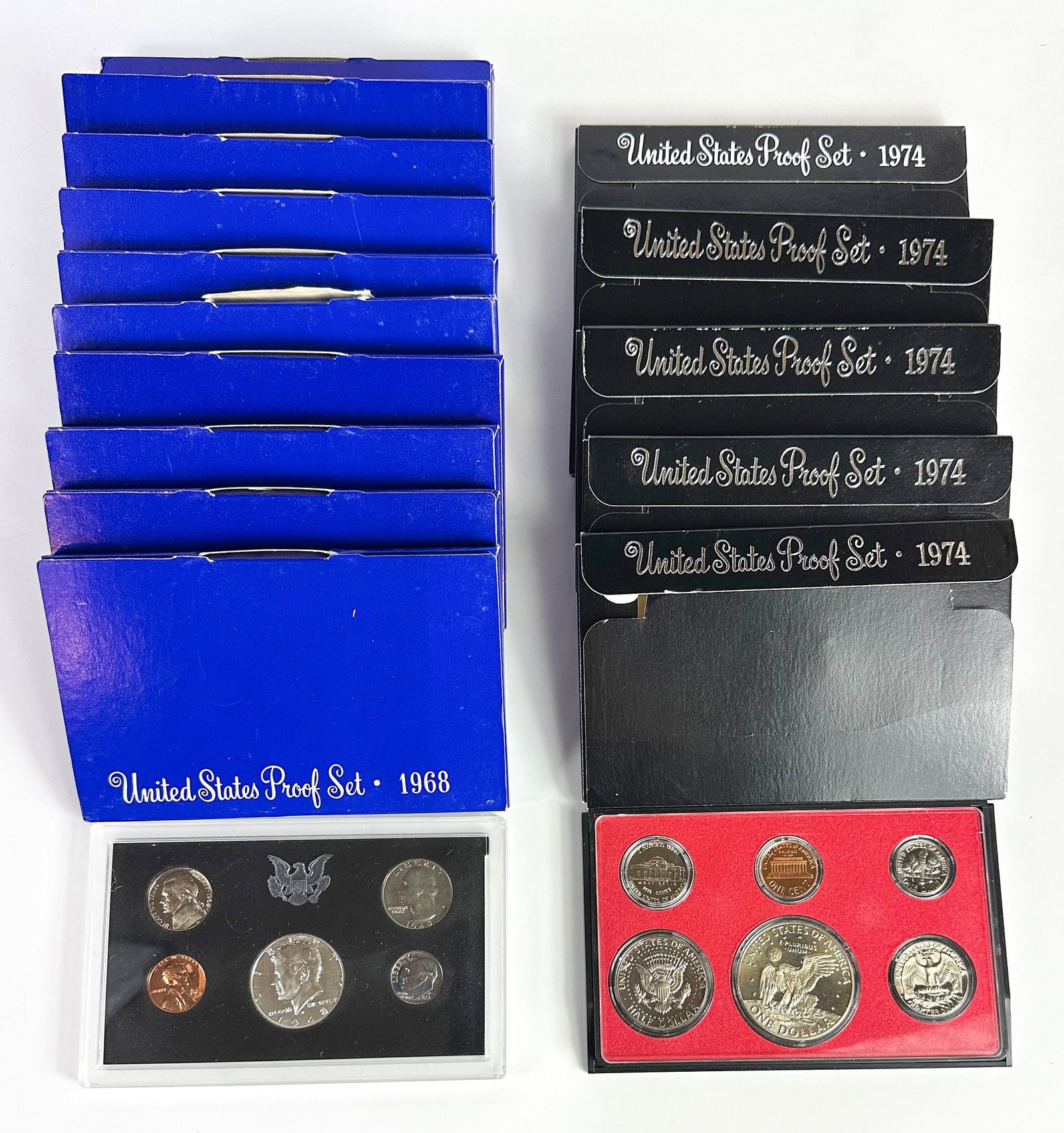 Lot of 15 US Proof Sets 1968, 1974 (1 of 3)