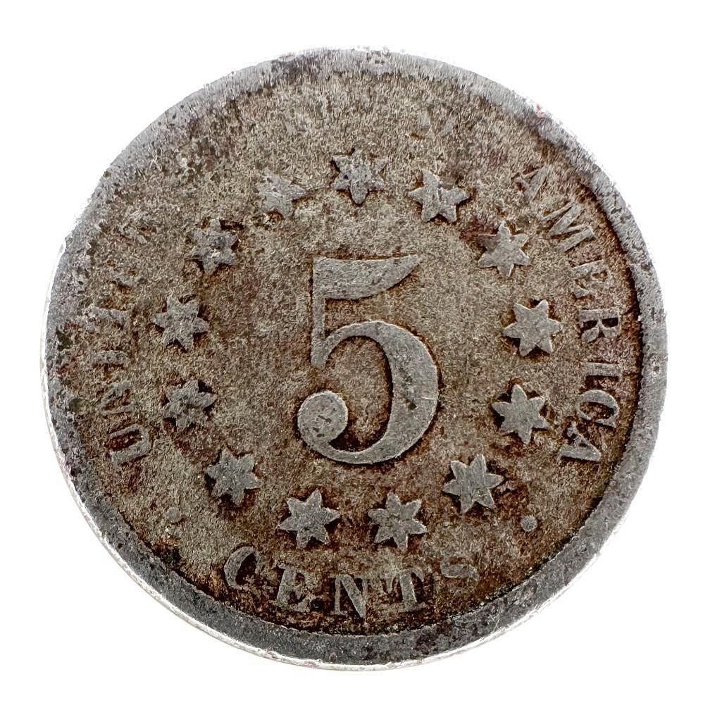 1800s Five Cent US Coin: An early small U.S. coin, of uncertain date. Condition and attribution are difficult to determine from the listing. Shipping & Handling. All lots won by the same bidder are combined into on