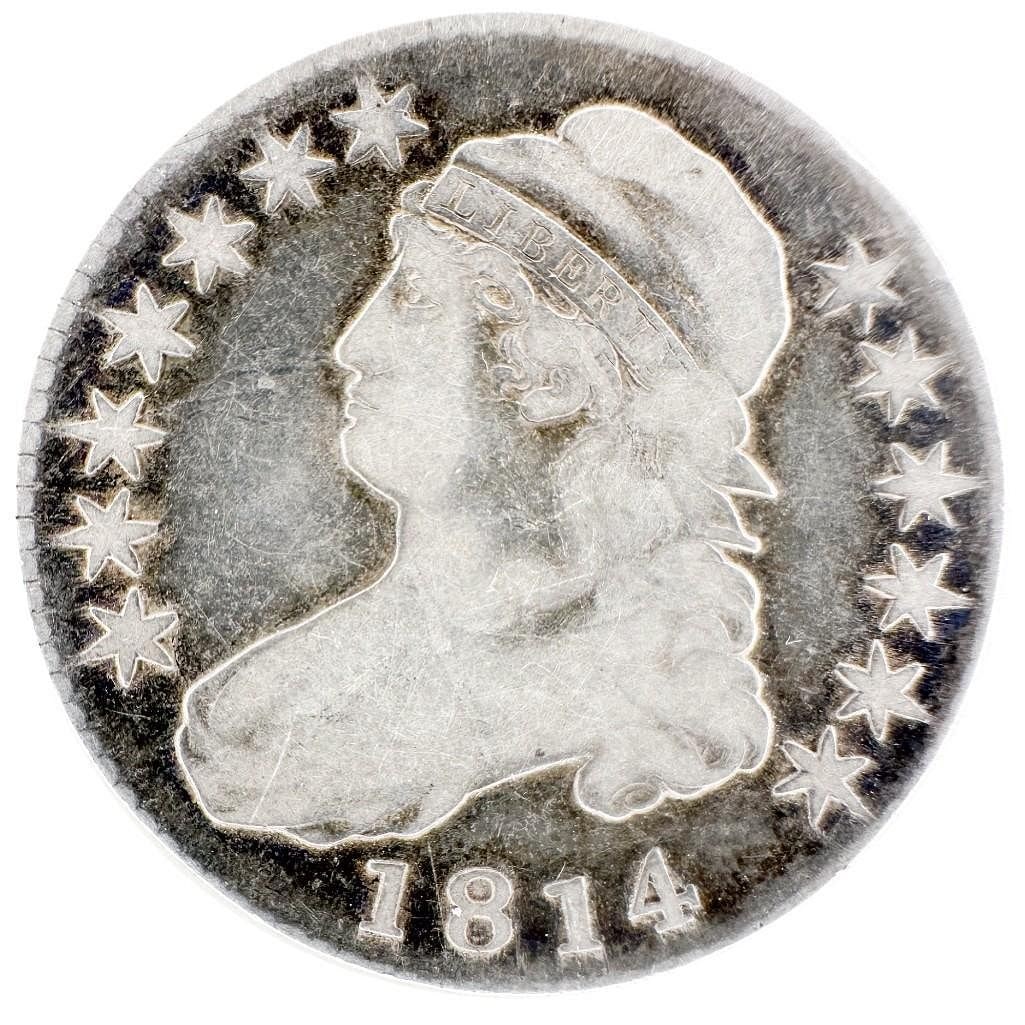 1814 Capped Bust Half Dollar: An 1814 Capped Bust half dollar. A classic early federal half dollar. Shipping & Handling. All lots won by the same bidder are combined into one shipment via USPS Priority Mail (tracking included). Fl