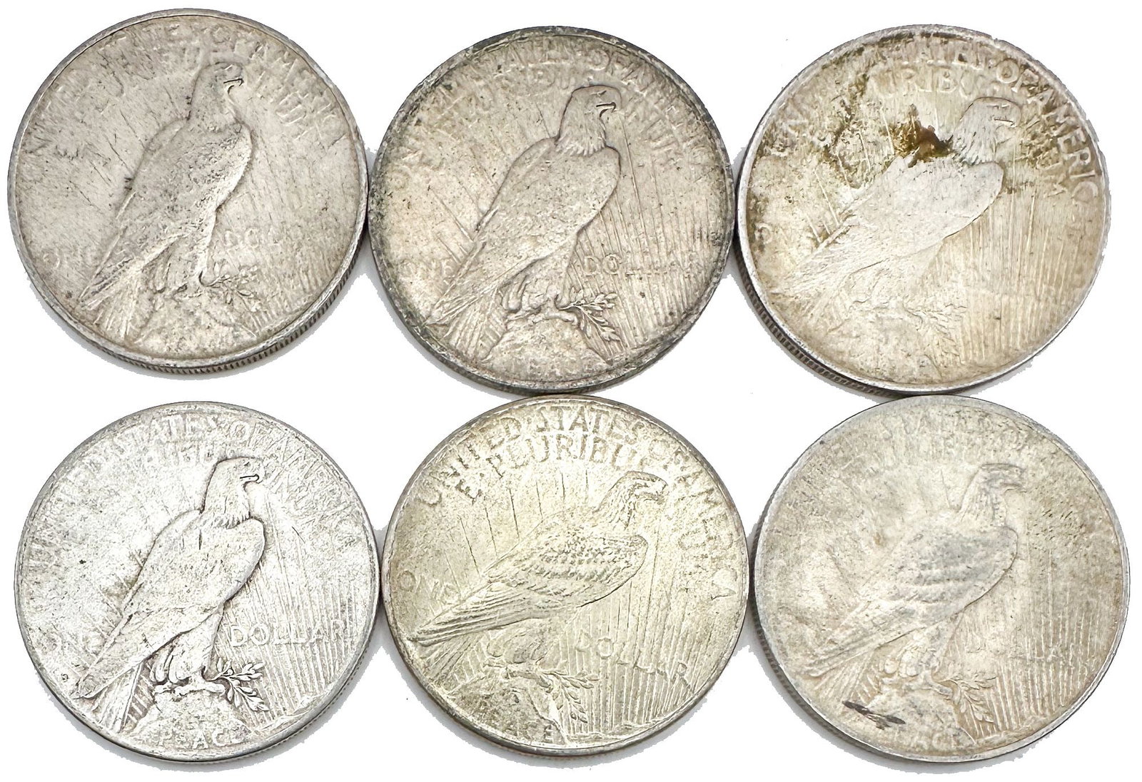 Lot of 6 1923, 1924, 1925 Peace Dollar (1 of 2)