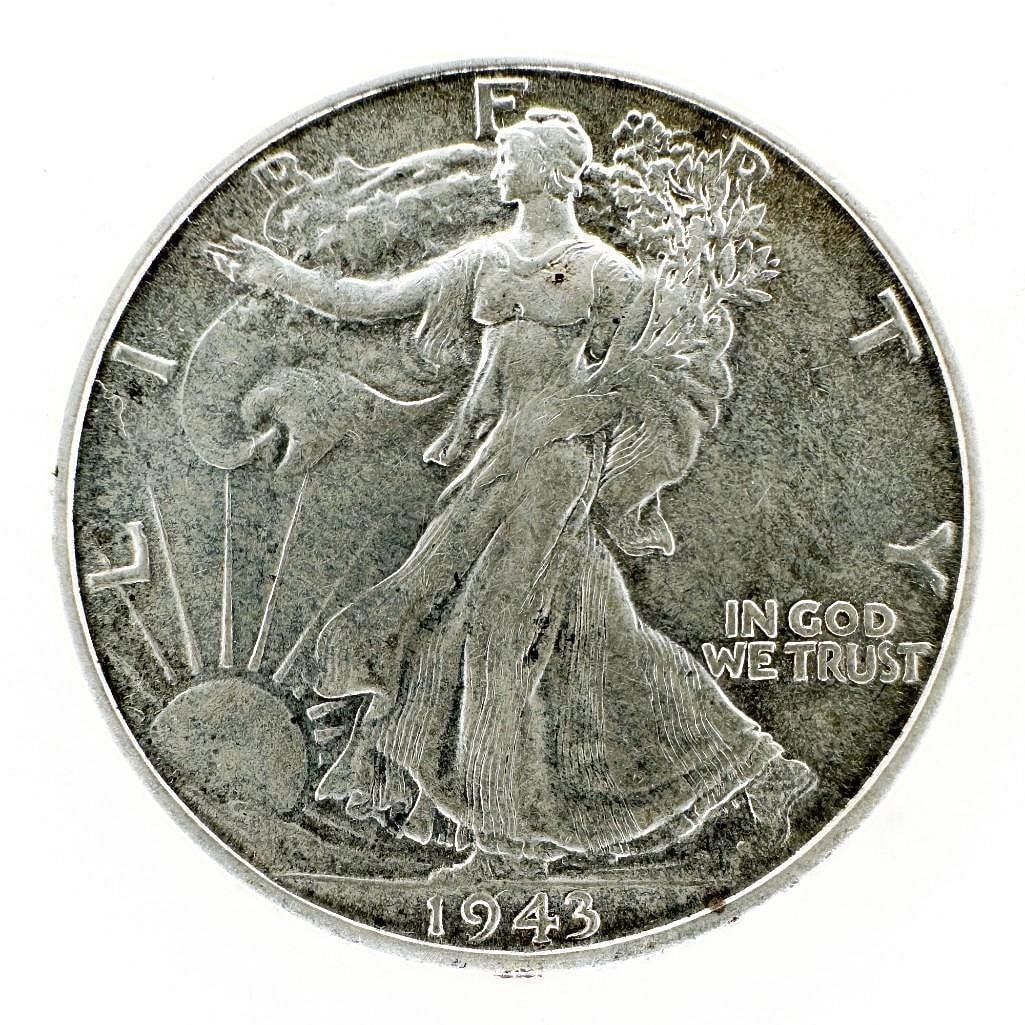 1943-S Walking Liberty Half Dollar: A 1943-S Walking Liberty half dollar. A wartime San Francisco issue. Shipping & Handling. All lots won by the same bidder are combined into one shipment via USPS Priority Mail (tracking included). Fla