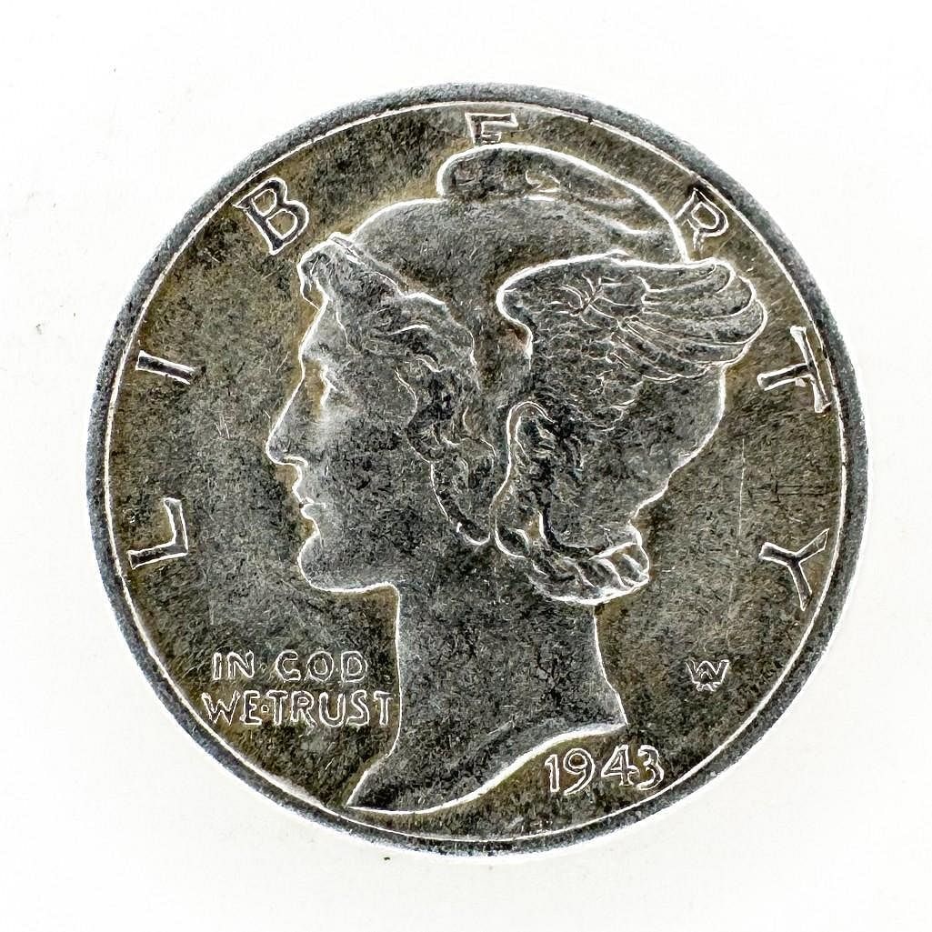 1943-D Mercury Dime: A 1943-D Mercury dime. Shipping & Handling. All lots won by the same bidder are combined into one shipment via USPS Priority Mail (tracking included). Flat rate by package size: $13 (envelope/smal