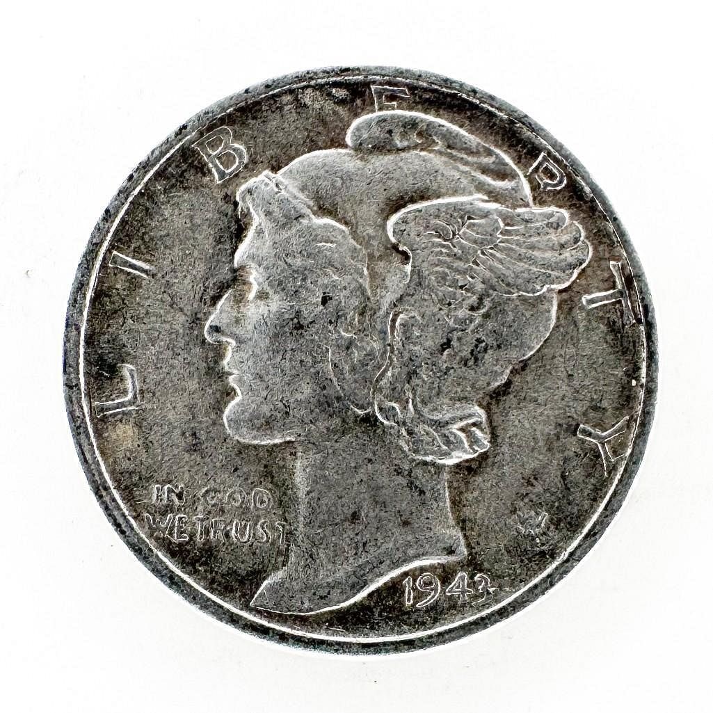 1943-S Mercury Dime: A 1943-S Mercury dime. A wartime San Francisco issue. Shipping & Handling. All lots won by the same bidder are combined into one shipment via USPS Priority Mail (tracking included). Flat rate by packa