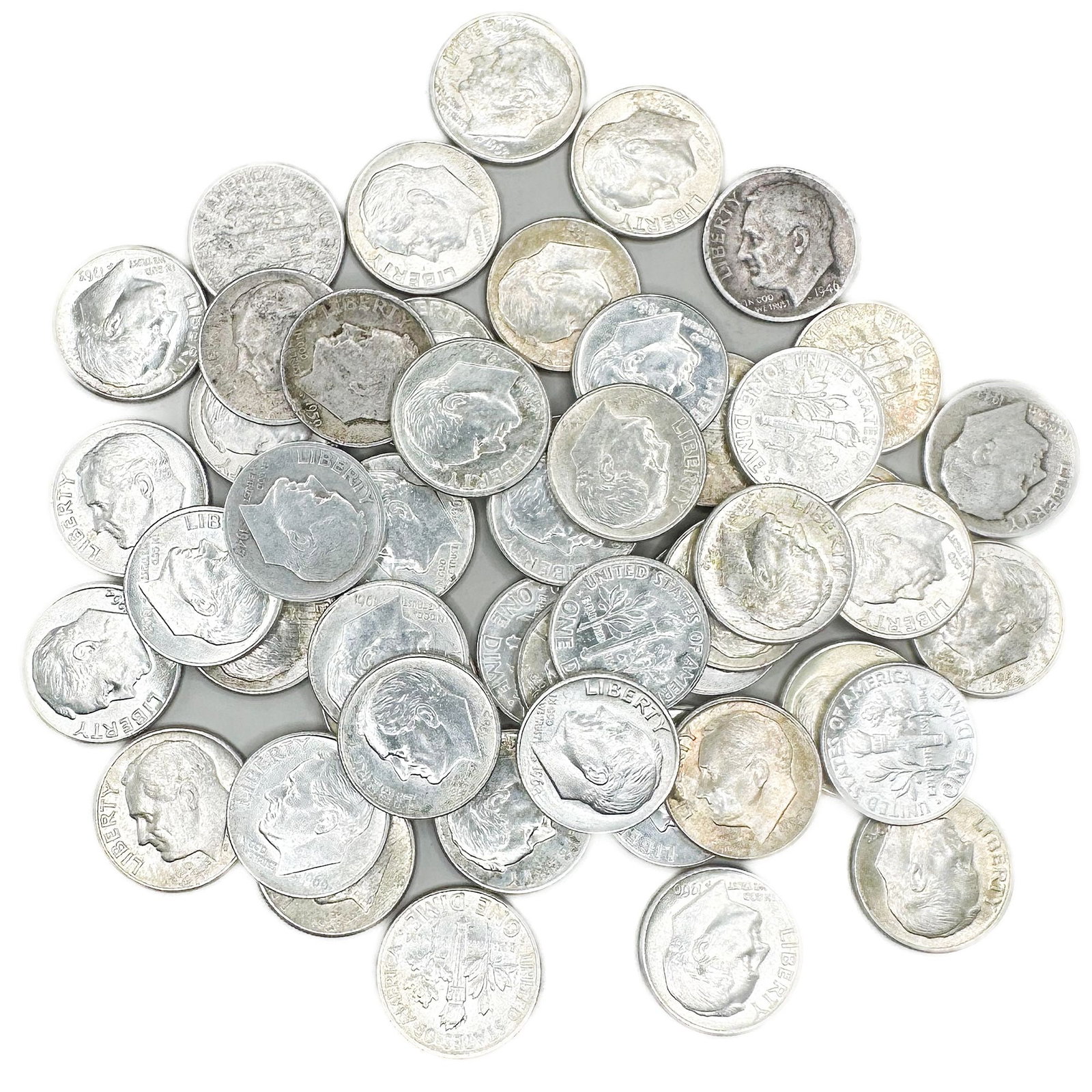 50 Roosevelt Silver Dimes (1 of 1)