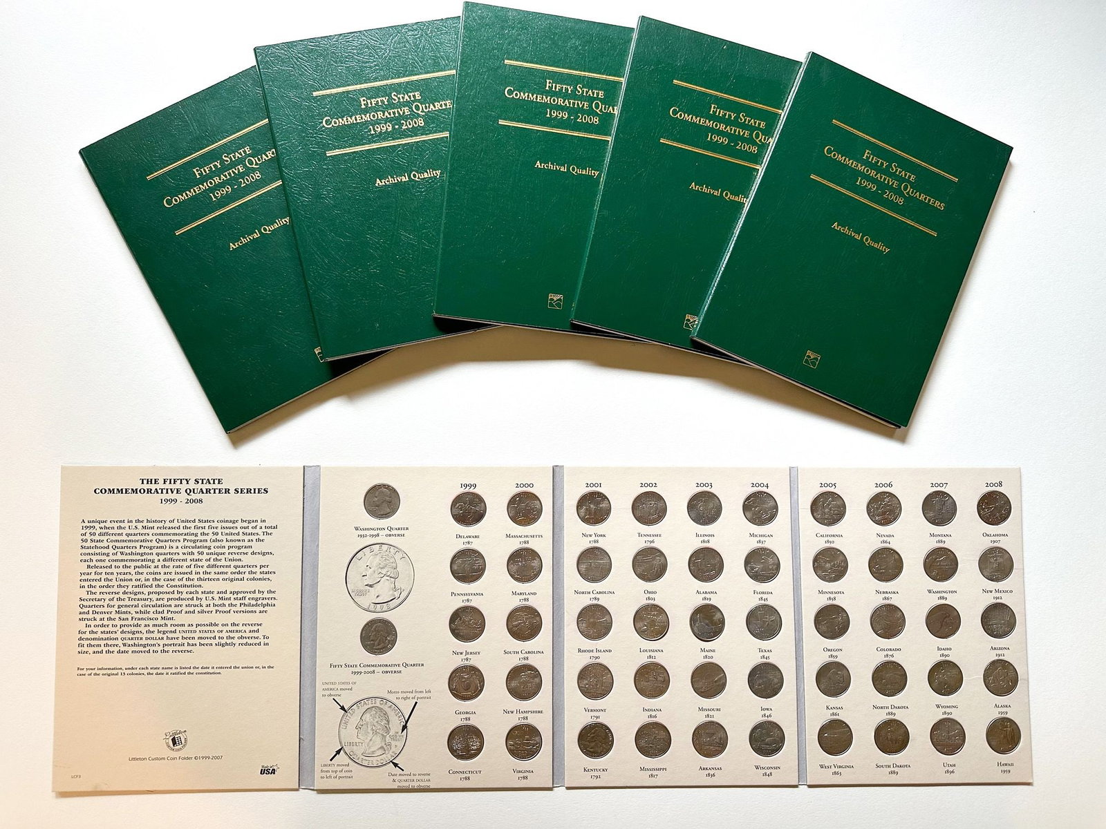 Lot of 6 Fifty State Commemorative Quarter Folders 1999-2008 (Complete) (1 of 6)