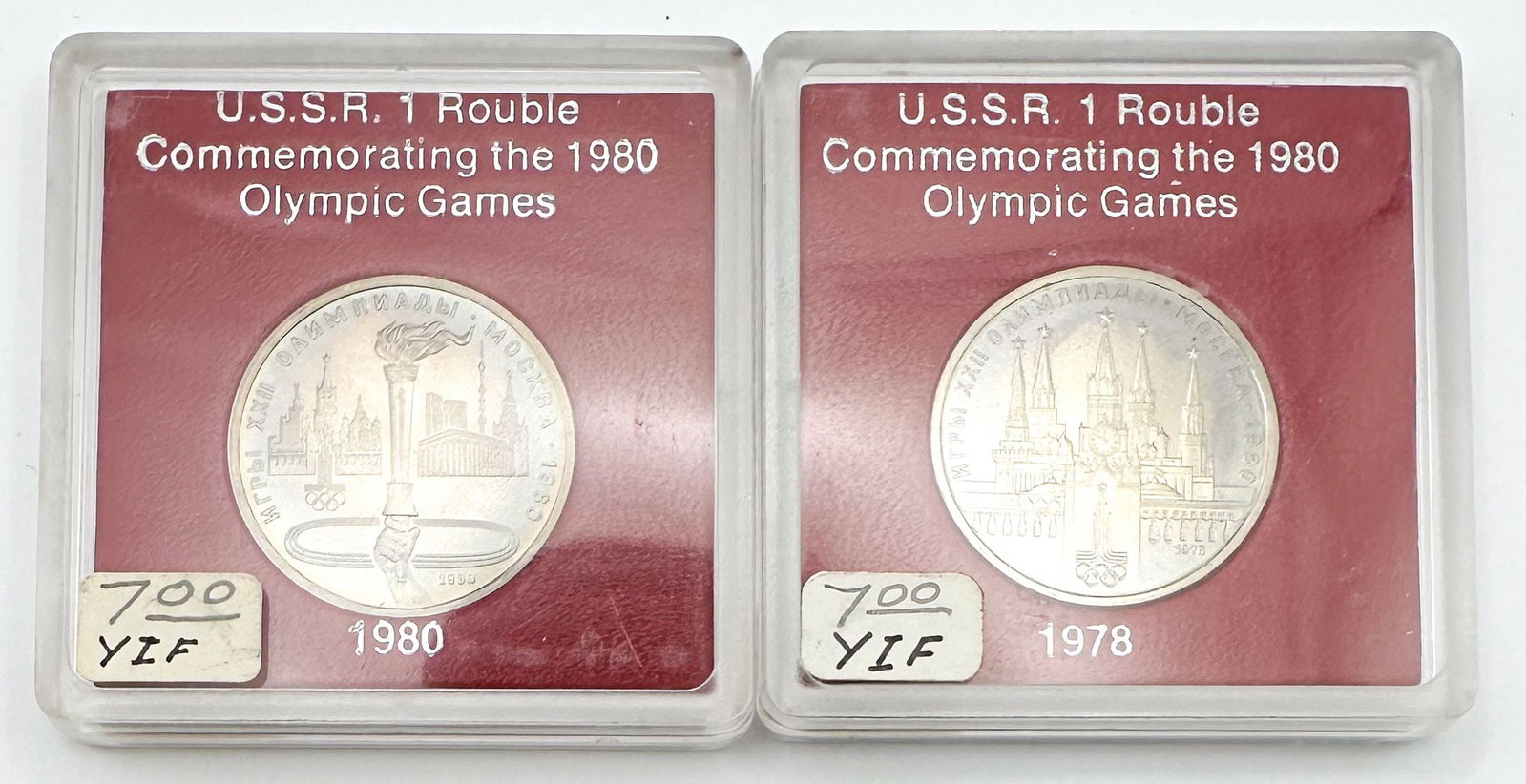 Lot of 2 1978, 1980 U.S.S.R. Olympic Roubles for Moscow Games (1 of 2)