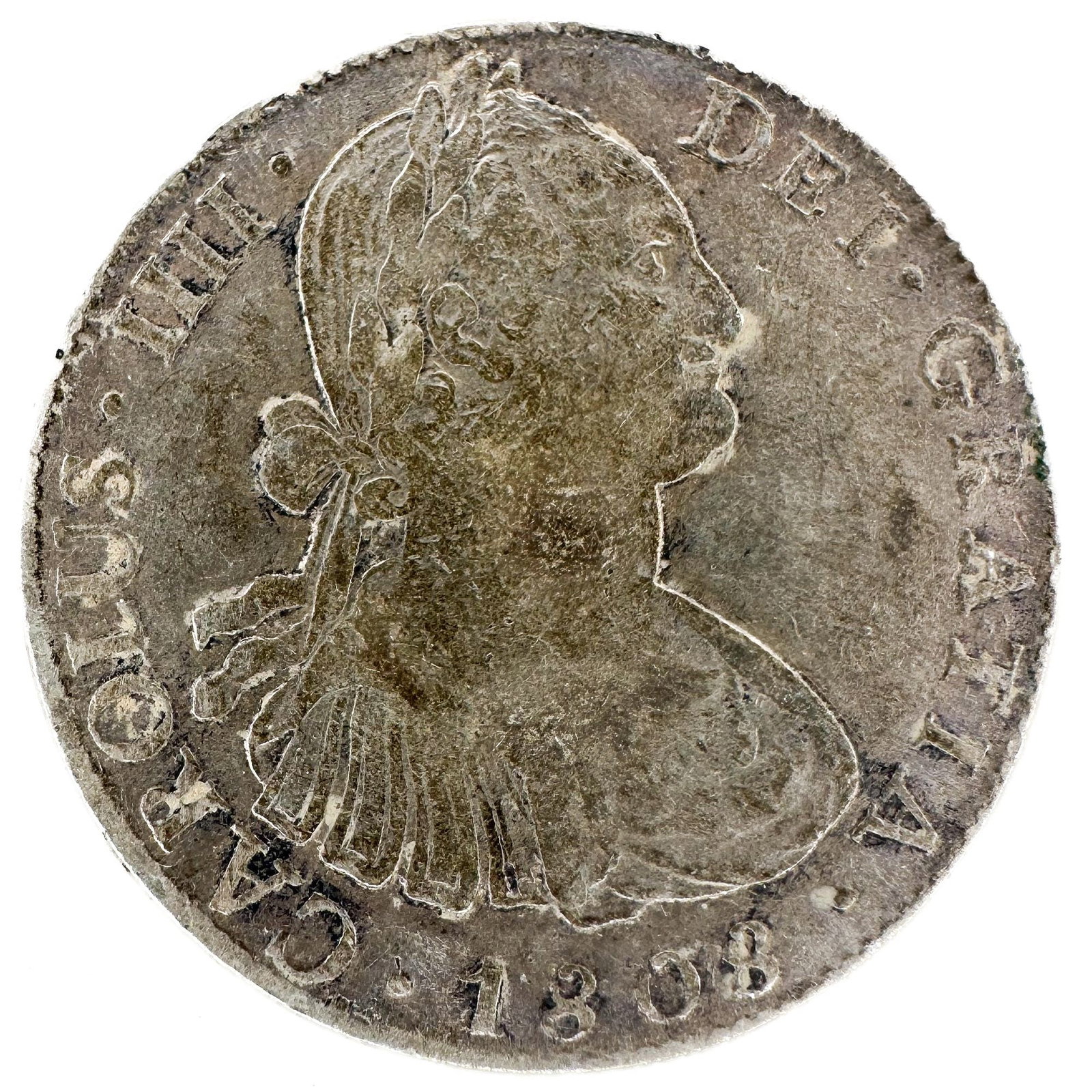 1808 Mexican (Spanish Colonial) Silver 8 Reales: An 1808 Mexico City 8 reales of the Spanish colonial era. A large circulated portrait coin. Shipping & Handling. All lots won by the same bidder are combined into one shipment via USPS Priority Mail (