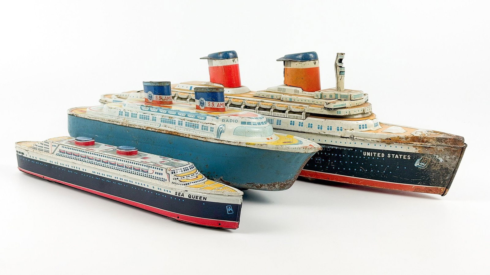 Lot of 3 Toy Ships, SS United States, American, Sea Queen