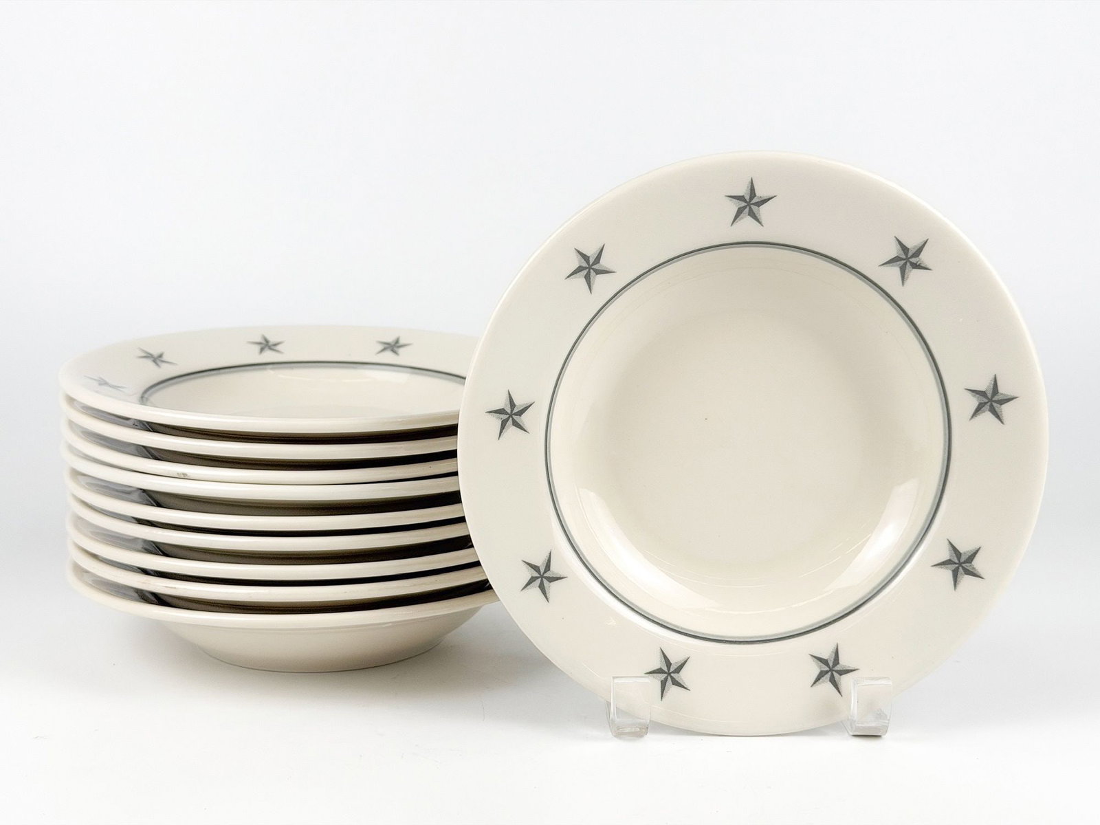 SS United States Soup Bowls 8 Inch Star Pattern, Made by Lamberton Sterling (10)