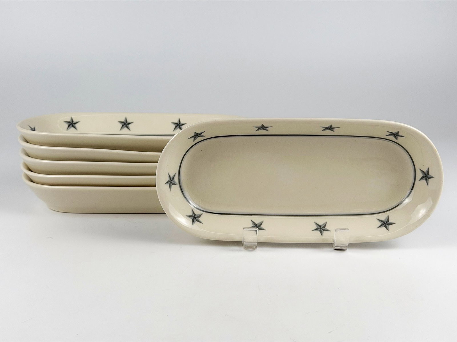 SS United States Celery Dishes 10 Inch Star Pattern, Made by Mayer China (6)