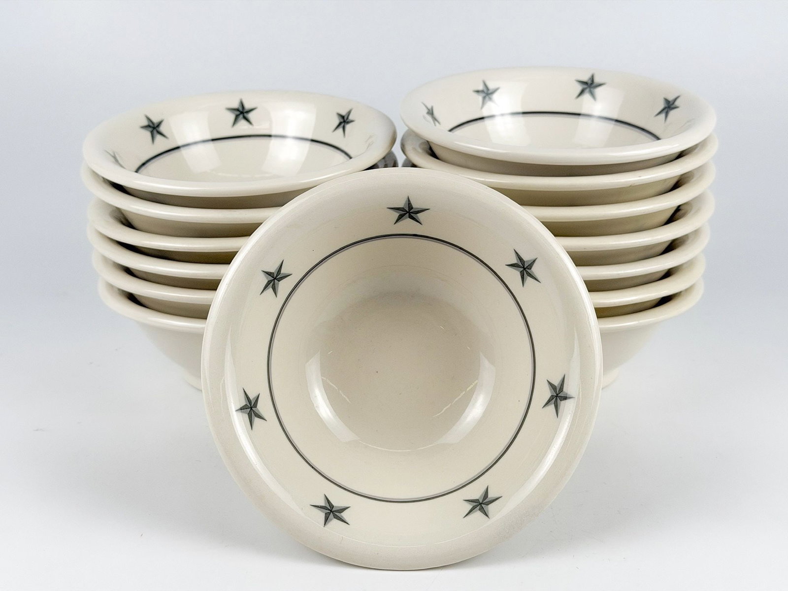 SS United States 6 in Cereal Bowls Star Pattern, Made by Mayer China (14)