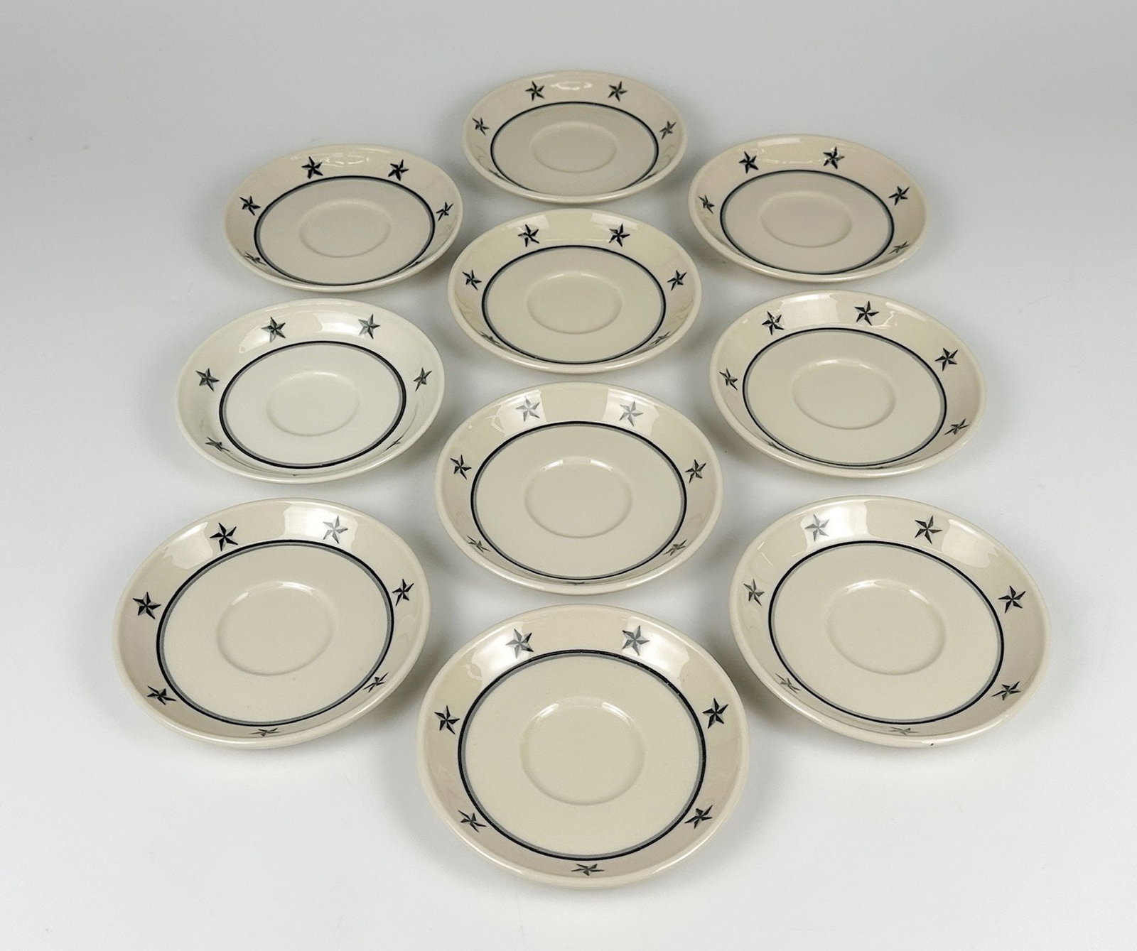 SS United States 6 Inch Saucers Star Pattern, Made by Lamberton Sterling (10)