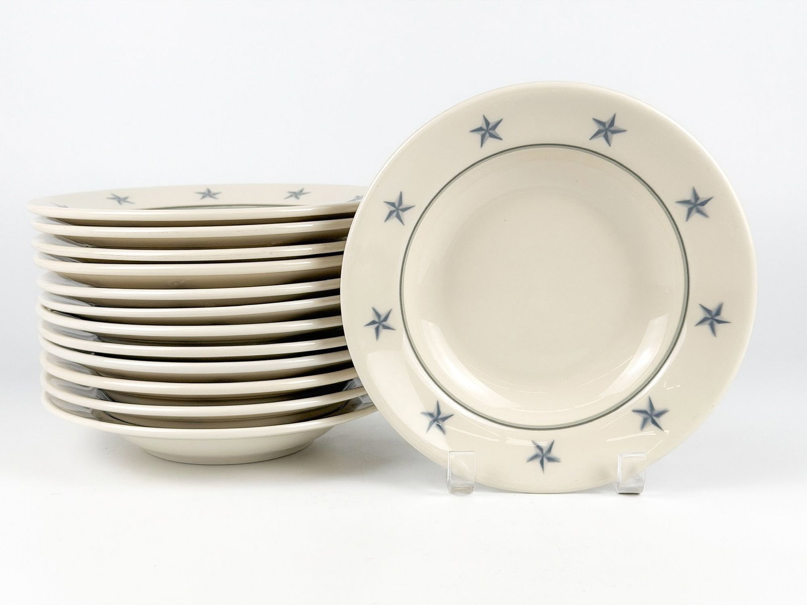 SS United States Shallow Soup Bowls 8 Inch Star Pattern, Made by Lamberton Sterling (13)