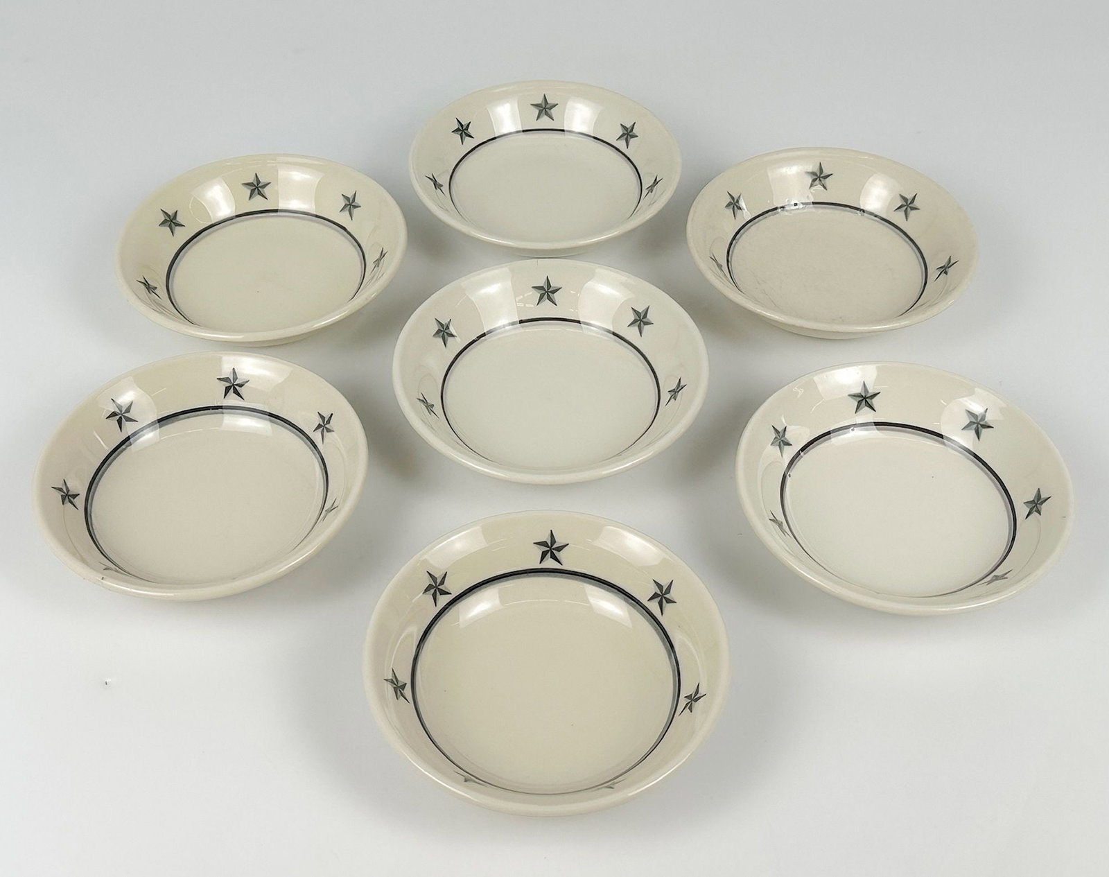 SS United States 5 Inch Bowls Star Pattern, Made by Lamberton Sterling (7)