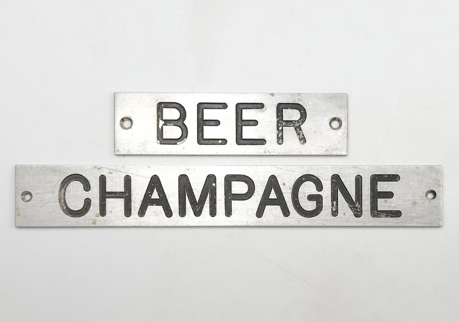 SS United States Etched Metal BEER & CHAMPAGNE Signs