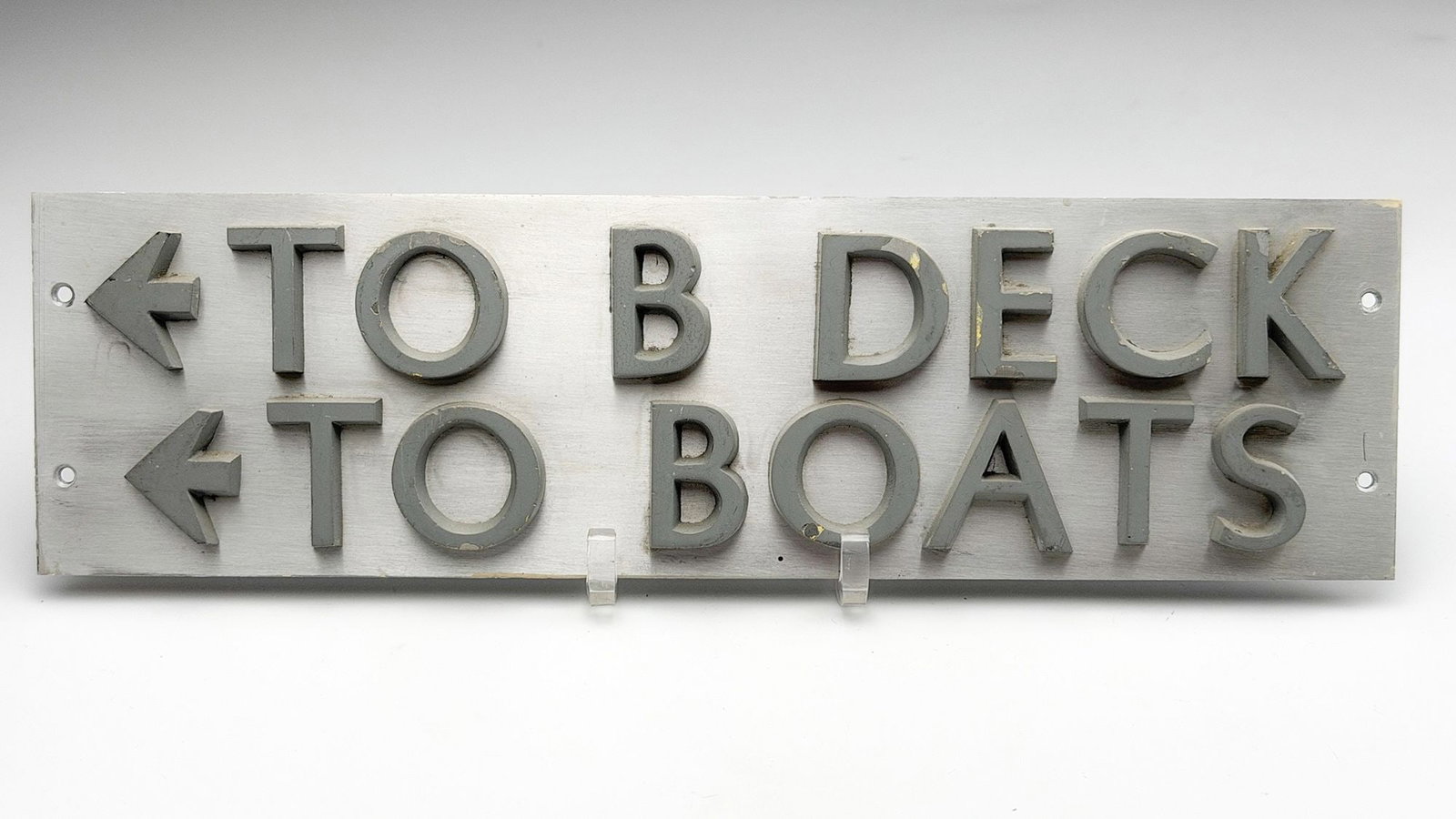 SS United States Metal First Class TO B DECK TO BOATS Sign