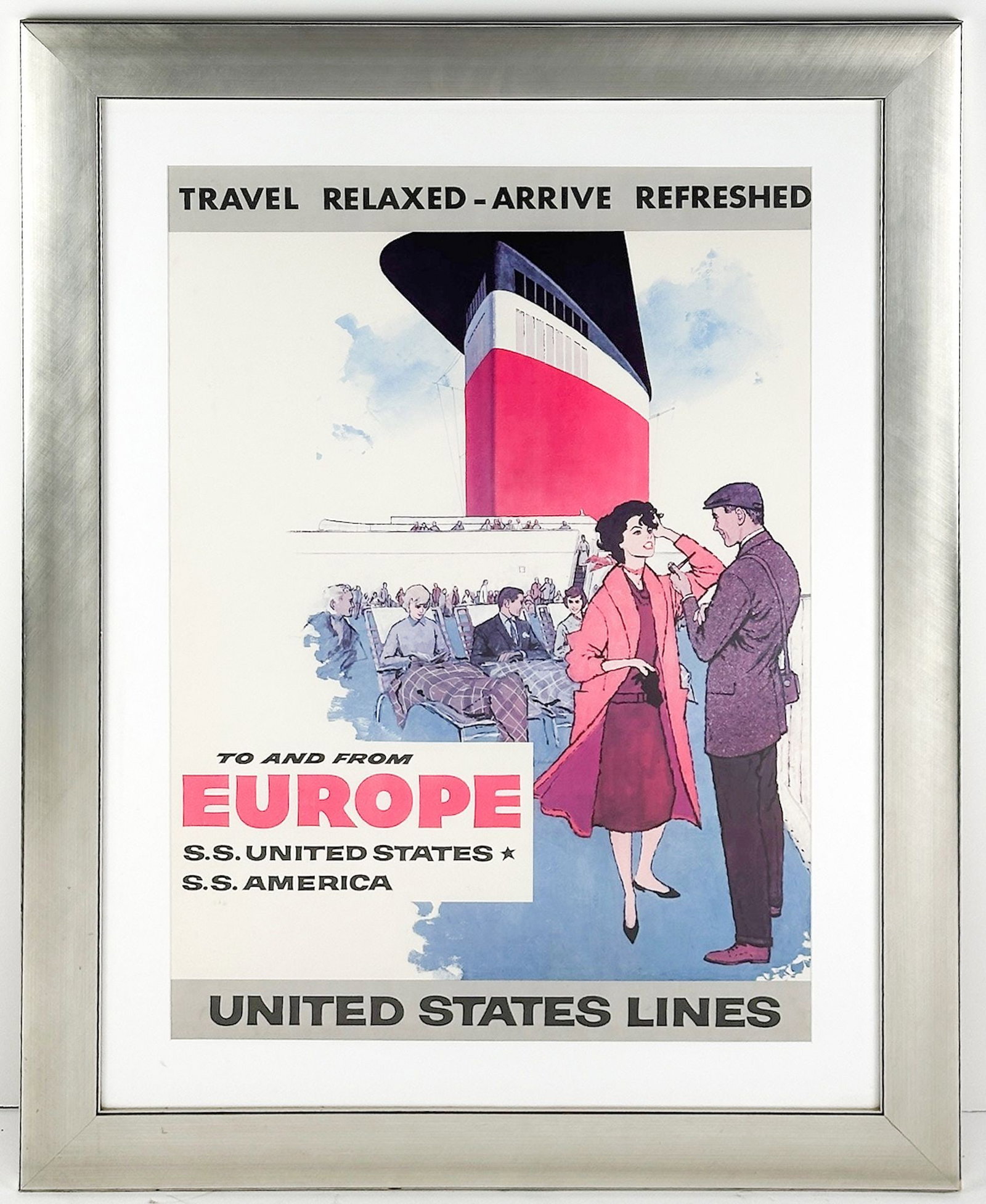 SS United States 1960s Framed Advertising Poster (1 of 2)