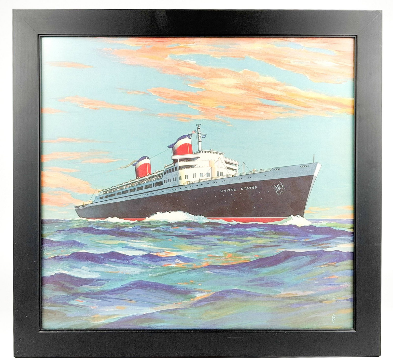SS United States Pre-Service Advertising Illustration Print