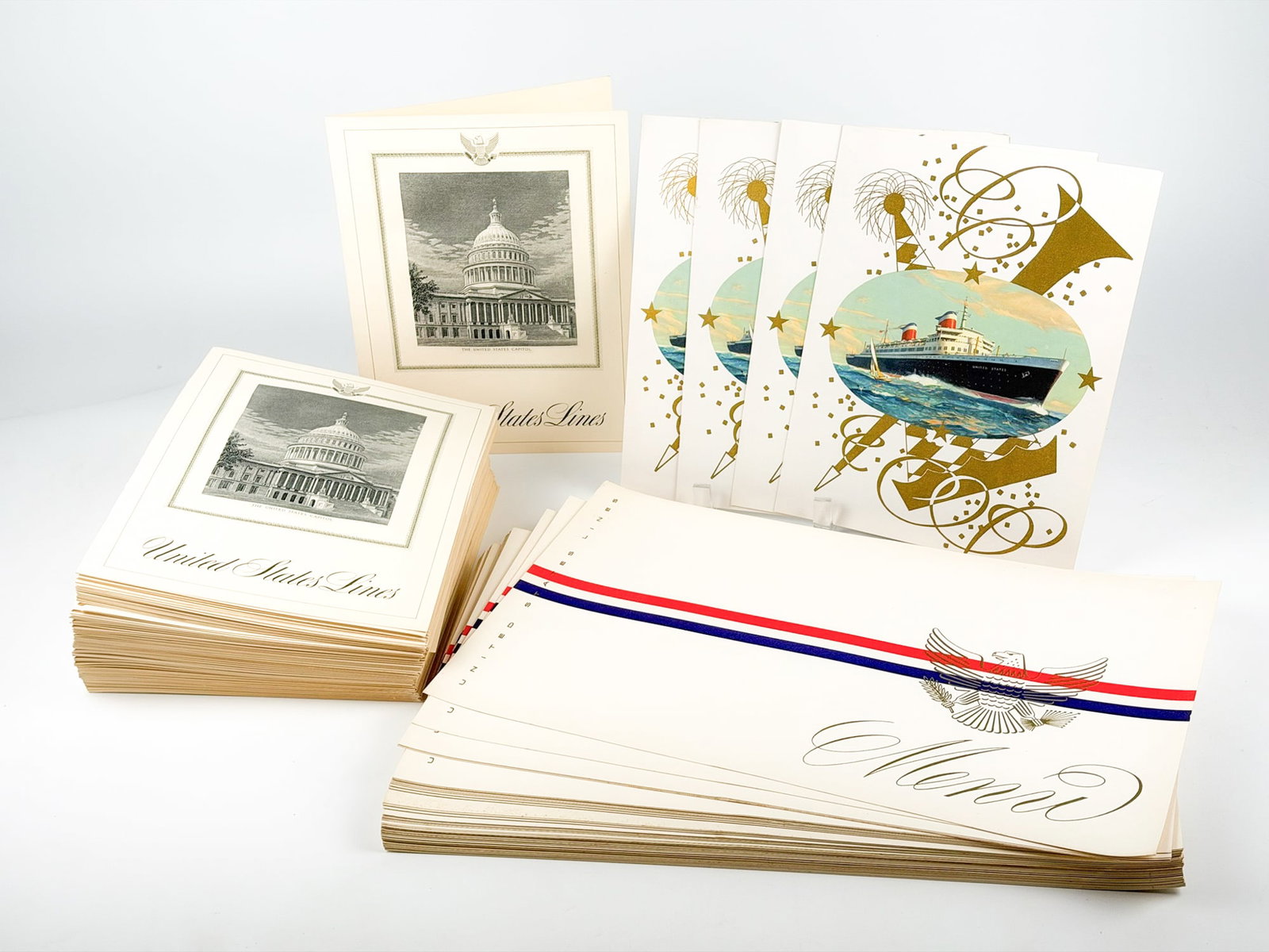 SS United States Paper Menu Covers Lot (156 pieces) (1 of 6)